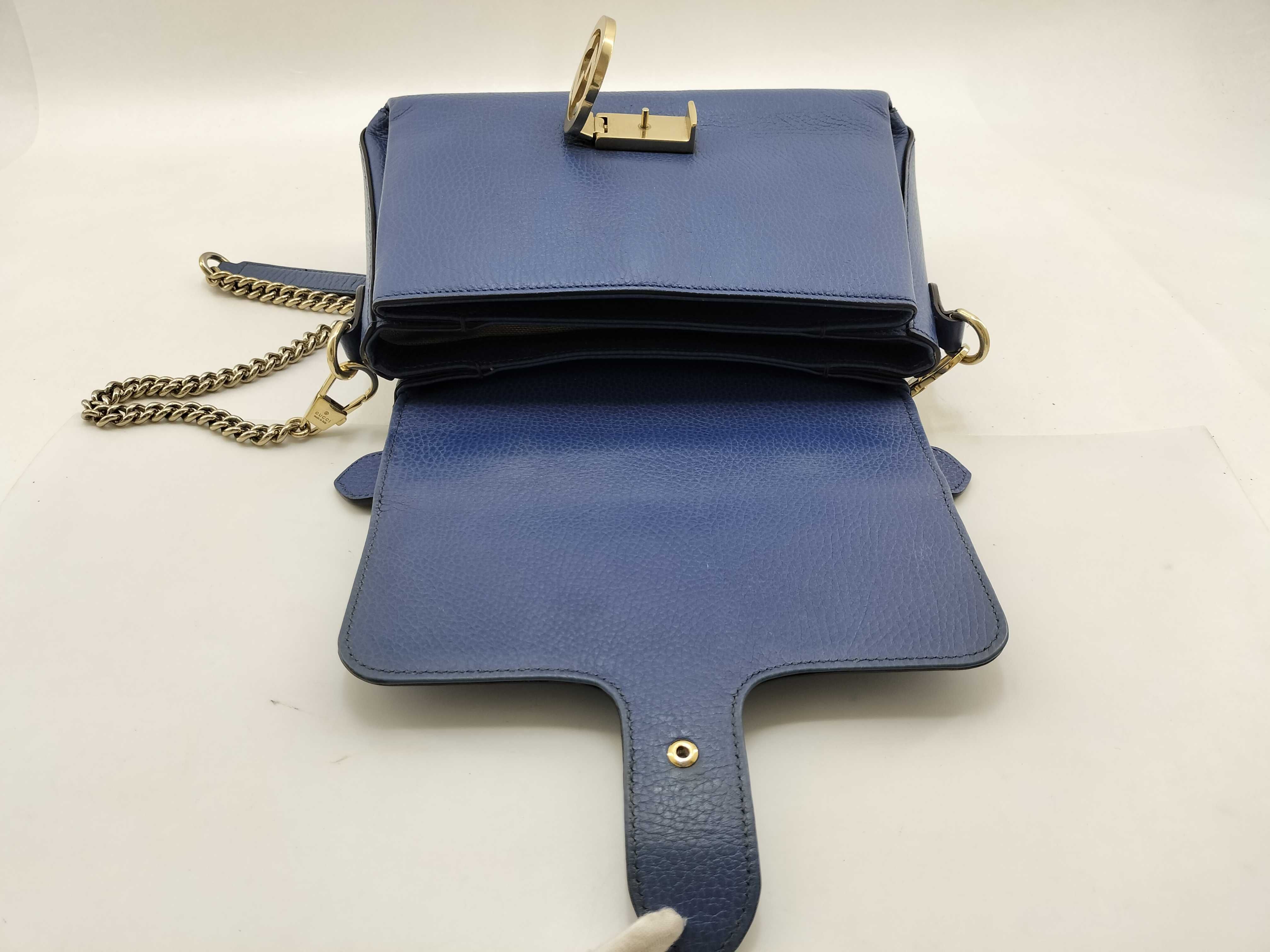 Interlocking G Leather Blue Handbag — view 10