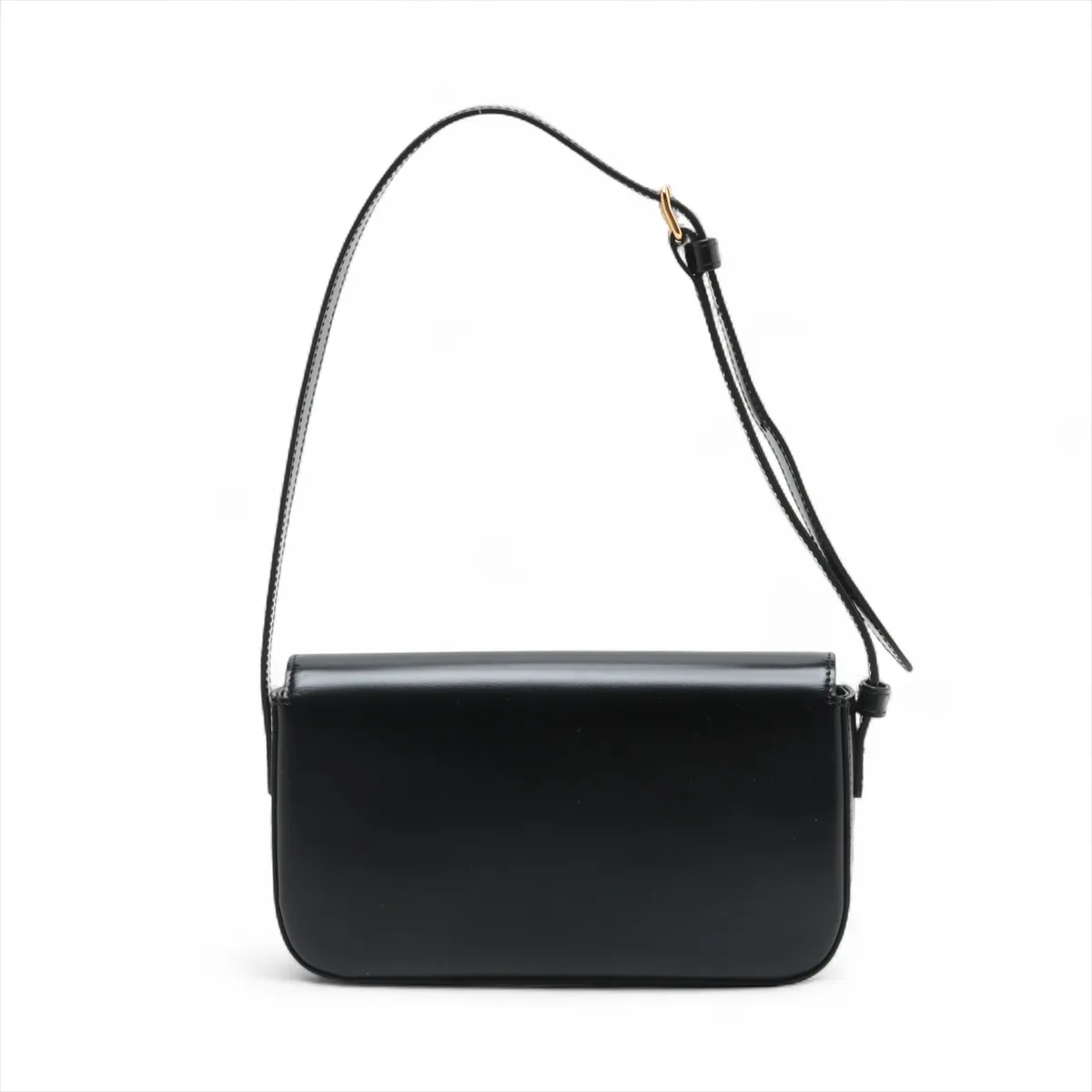 Triomphe Claude Leather Shoulder Bag, Black — view 2