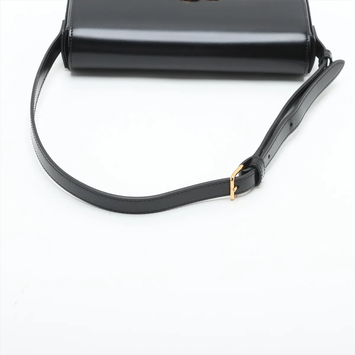Triomphe Claude Leather Shoulder Bag, Black — view 5