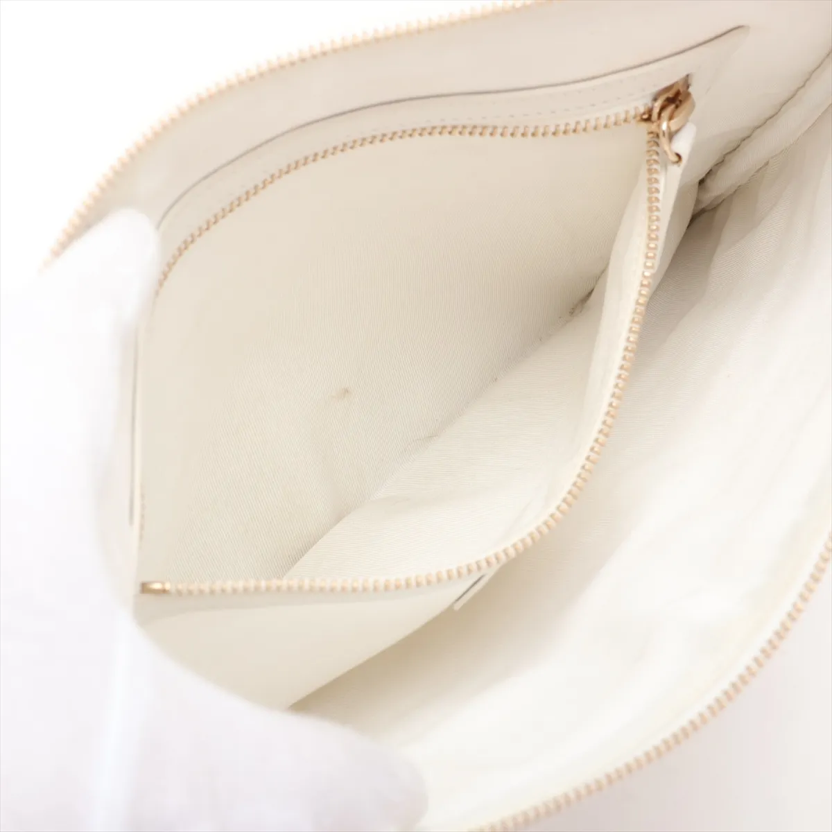 Gabrielle Crocodile Embossed Clutch Bag, White with Gold Hardware, Item No. 28428191, Series No. 28 — view 6