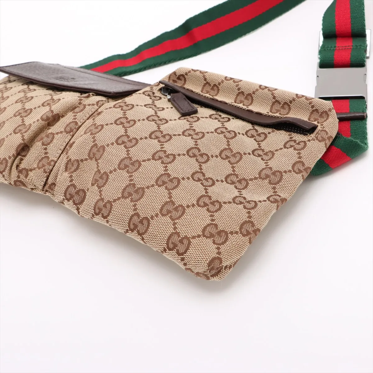 GG Supreme Canvas x Leather Waist Pouch Beige x Brown 28566 — view 3