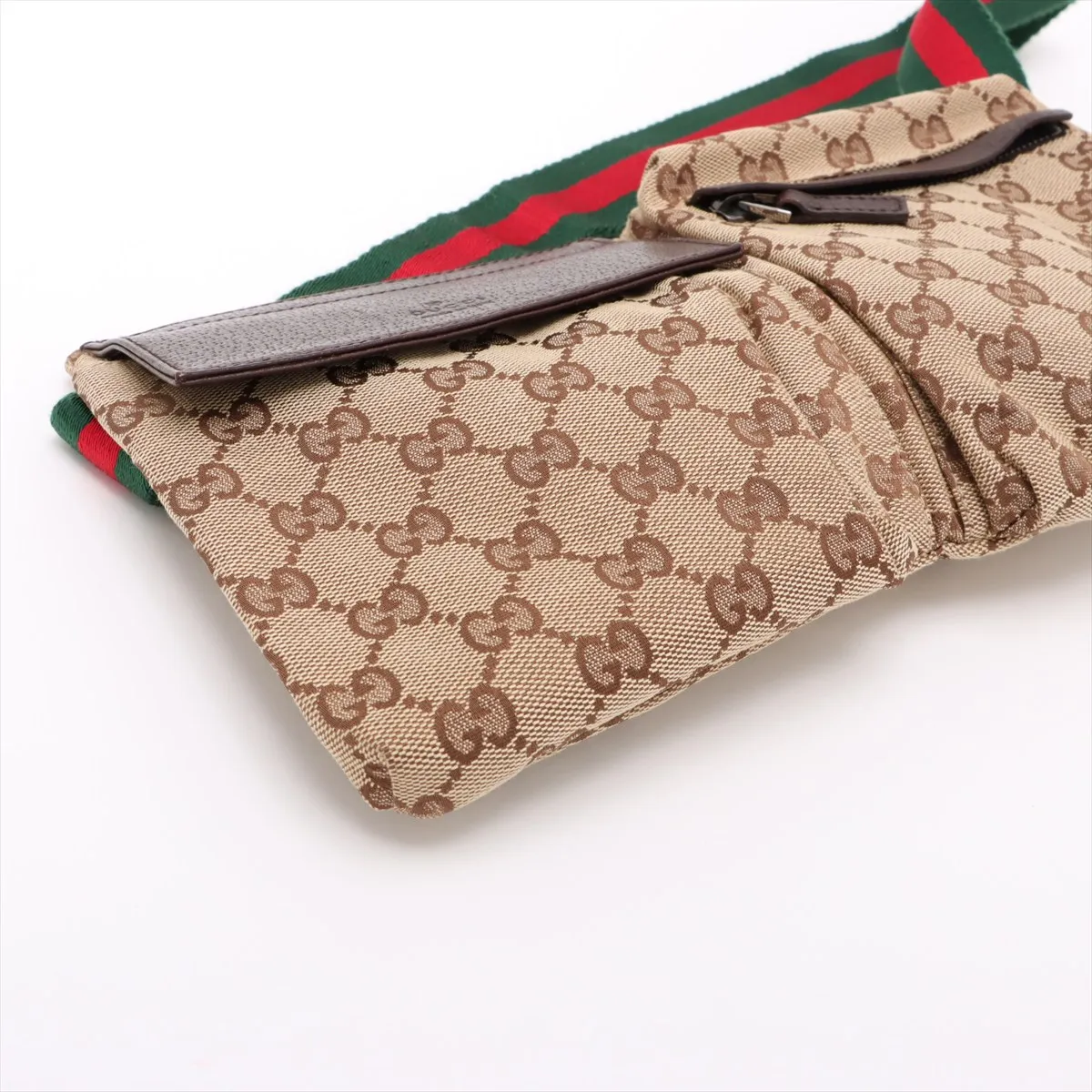 GG Supreme Canvas x Leather Waist Pouch Beige x Brown 28566 — view 4