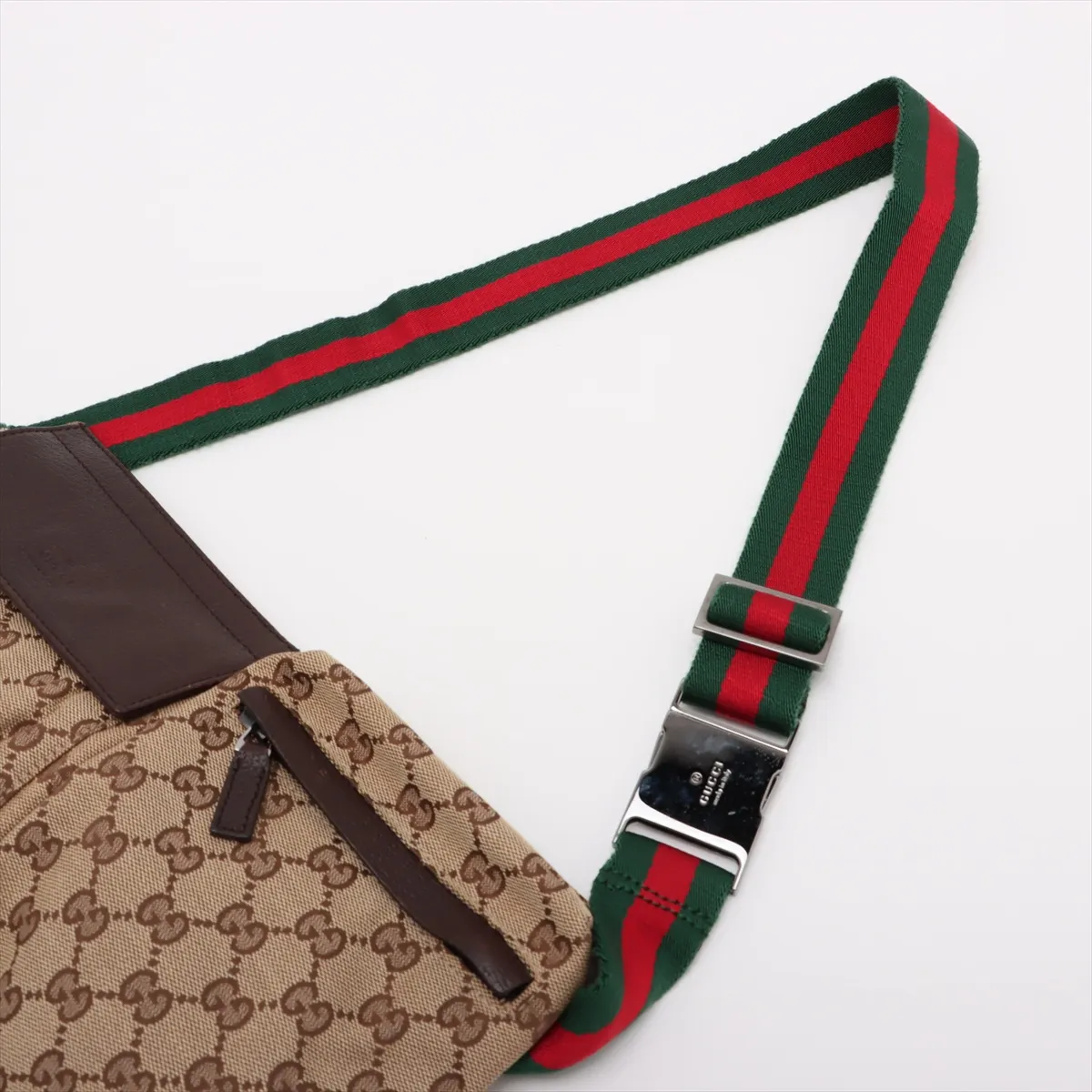 GG Supreme Canvas x Leather Waist Pouch Beige x Brown 28566 — view 5