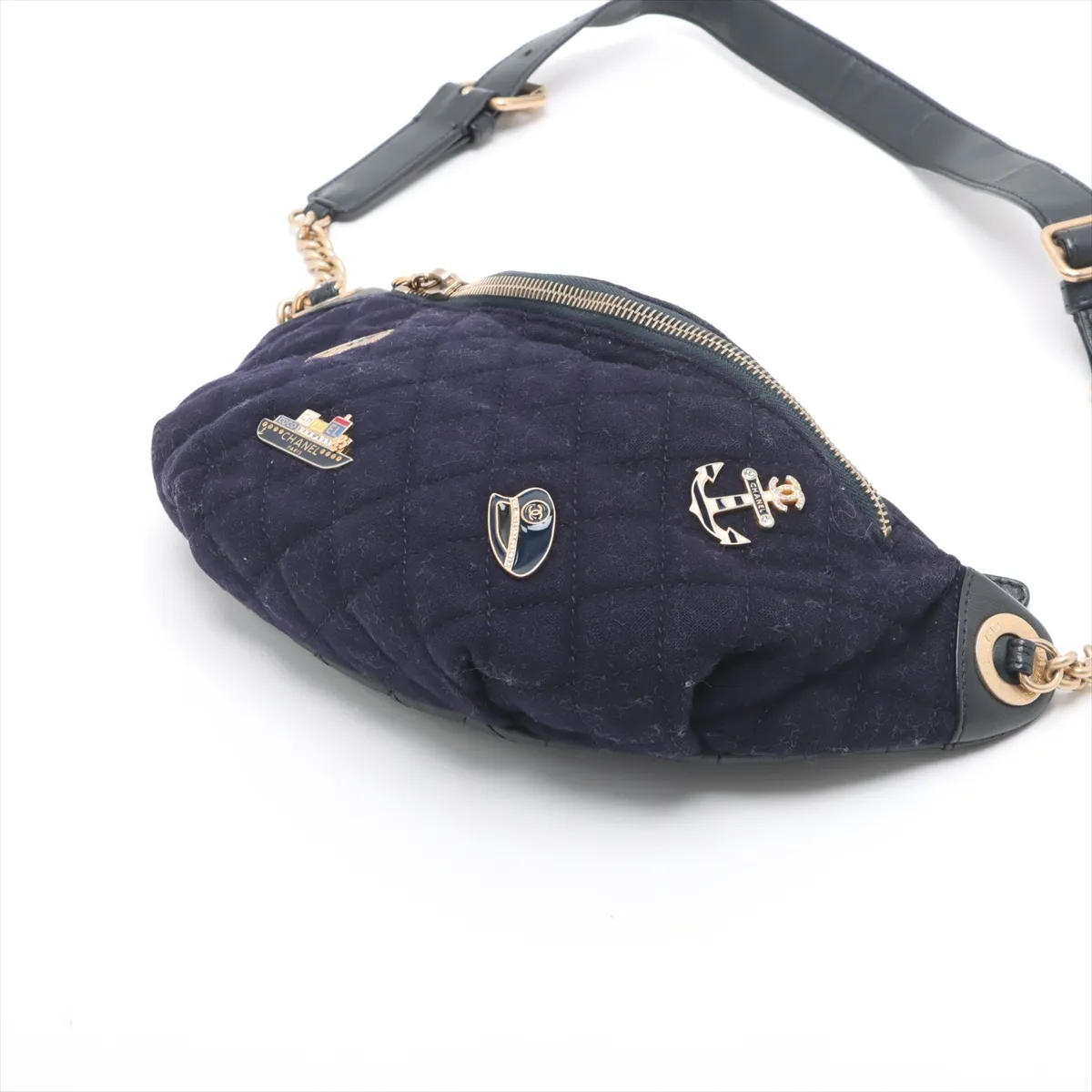 Matelasse wool x lambskin body bag Paris Hamburg blue gold hardware 25962464 25th series — view 3