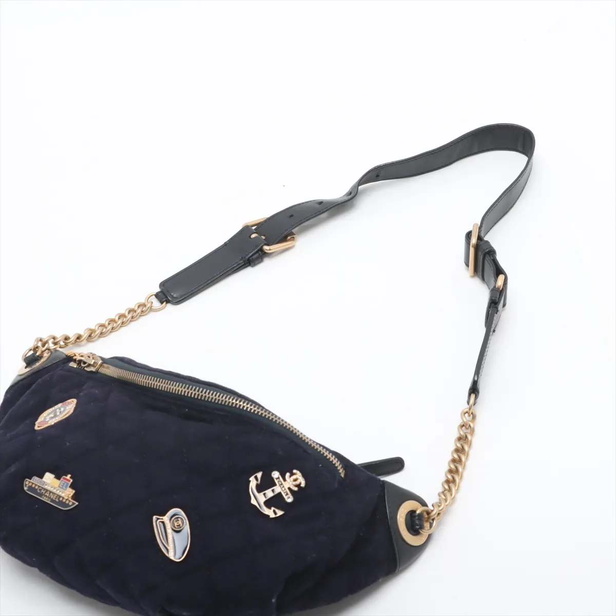 Matelasse wool x lambskin body bag Paris Hamburg blue gold hardware 25962464 25th series — view 5