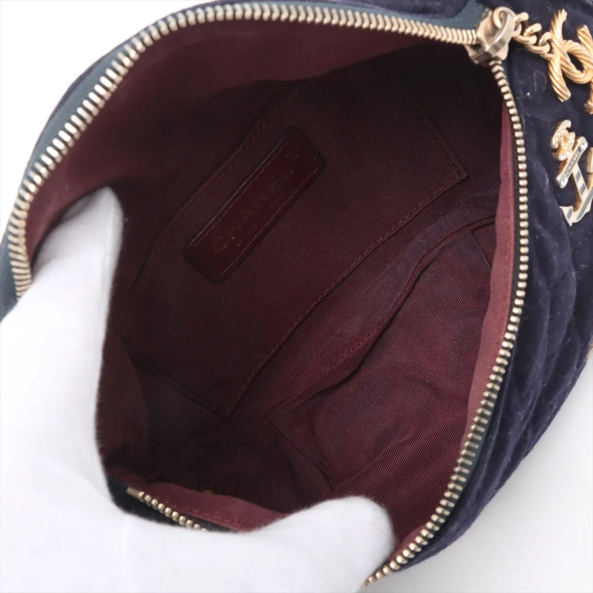 Matelasse wool x lambskin body bag Paris Hamburg blue gold hardware 25962464 25th series — view 6