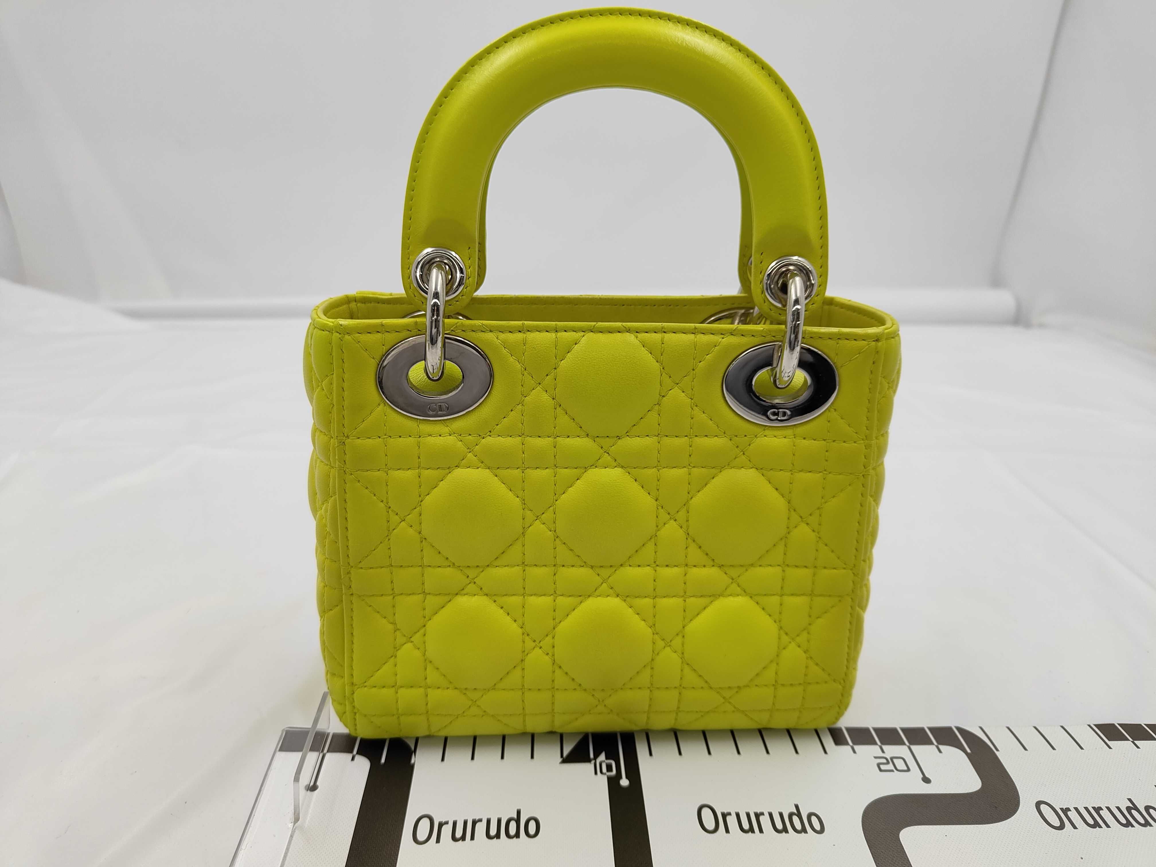 Lady Dior Yellow Lambskin 3-Compartment Handbag — view 2