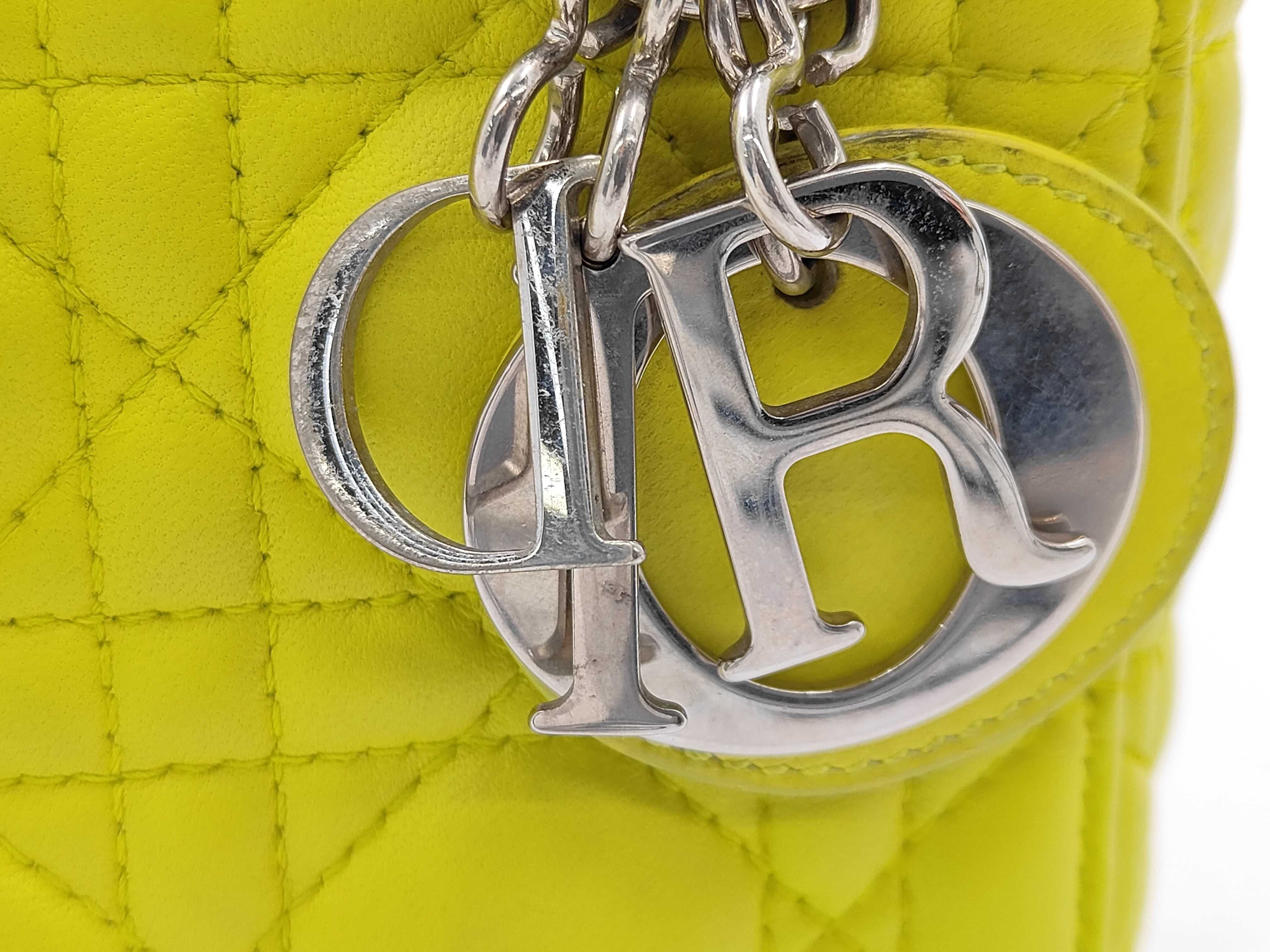 Lady Dior Yellow Lambskin 3-Compartment Handbag — view 14