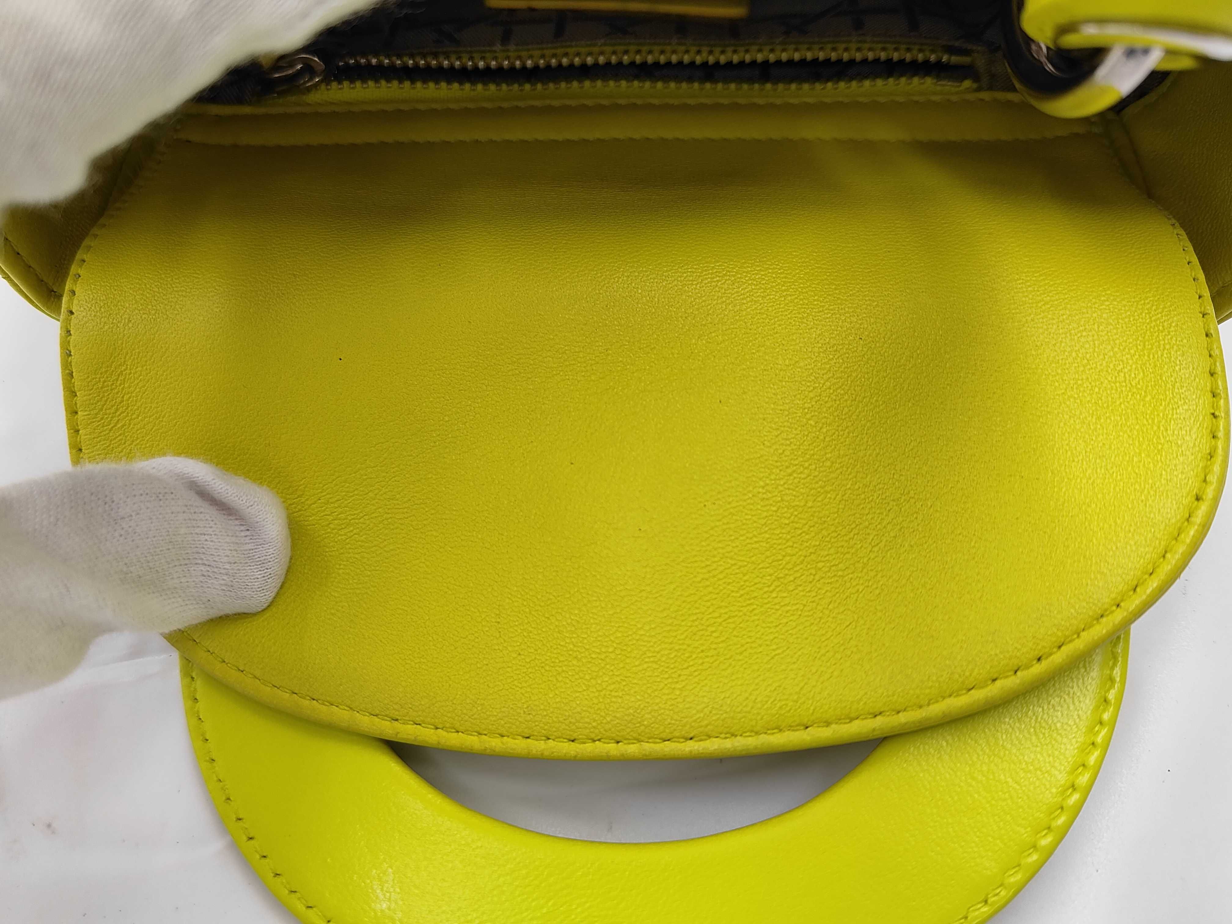 Lady Dior Yellow Lambskin 3-Compartment Handbag — view 8