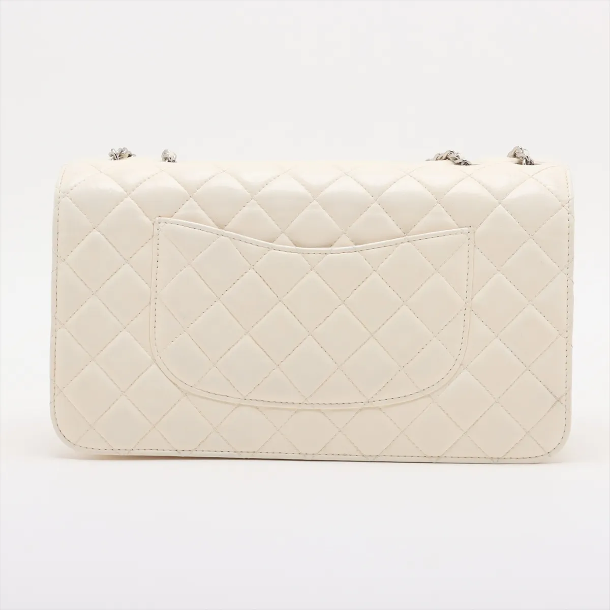 Matelasse Leather Single Flap Double Chain Bag Accordion White Silver Hardware 16248003 16th Series — view 2