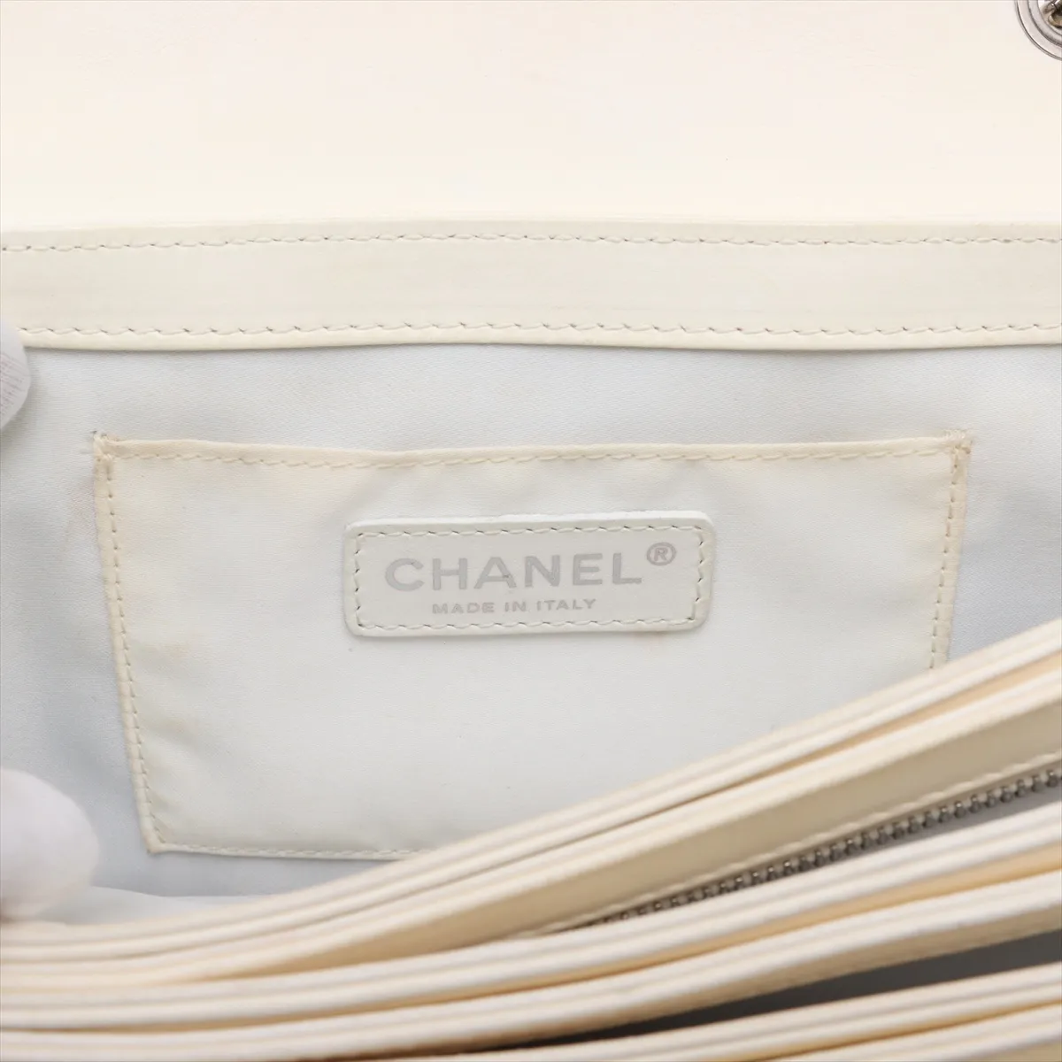 Matelasse Leather Single Flap Double Chain Bag Accordion White Silver Hardware 16248003 16th Series — view 14