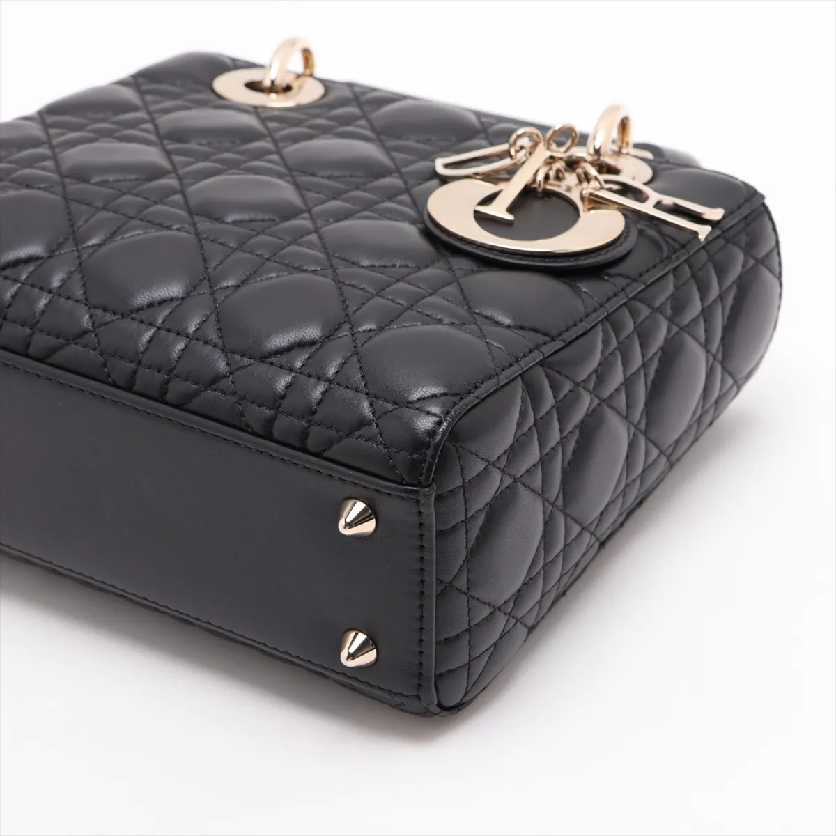 Cannage My Lady Dior Leather 2-Way Handbag, Black — view 3