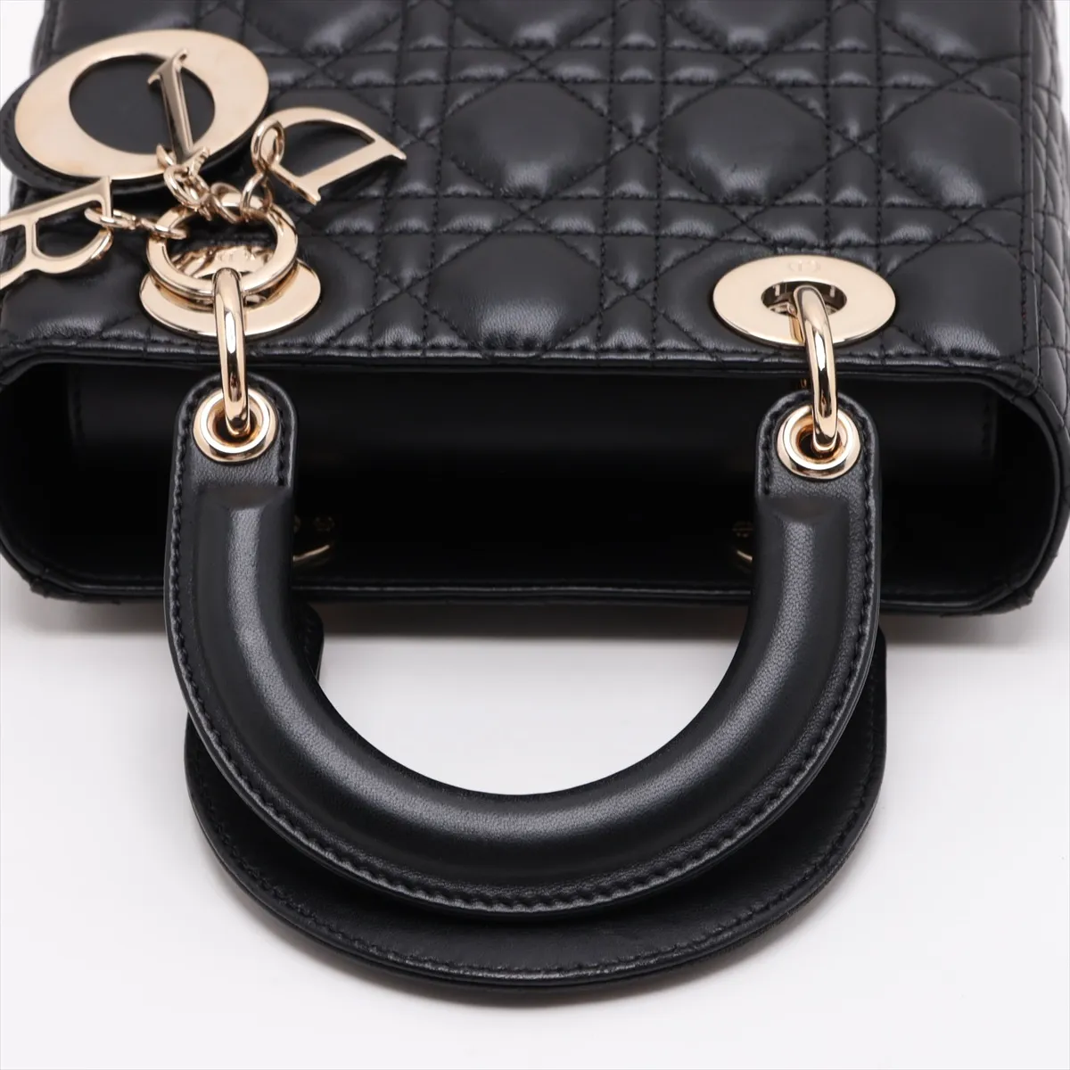 Cannage My Lady Dior Leather 2-Way Handbag, Black — view 5