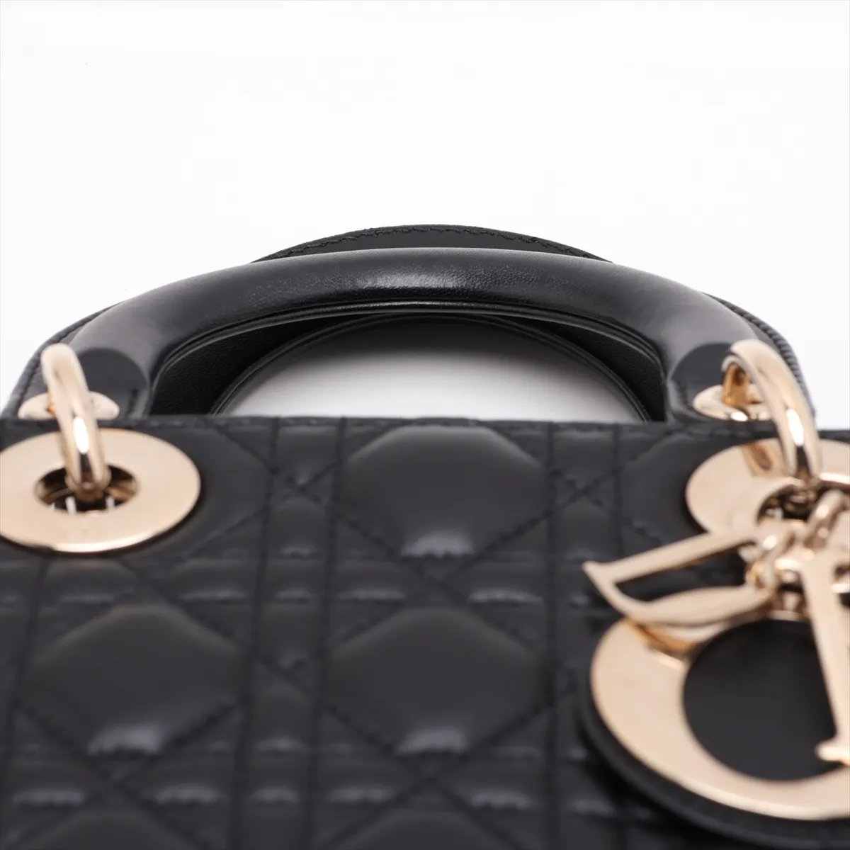 Cannage My Lady Dior Leather 2-Way Handbag, Black — view 6