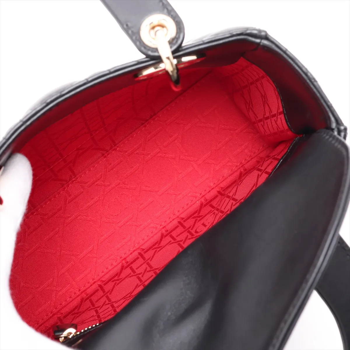 Cannage My Lady Dior Leather 2-Way Handbag, Black — view 8
