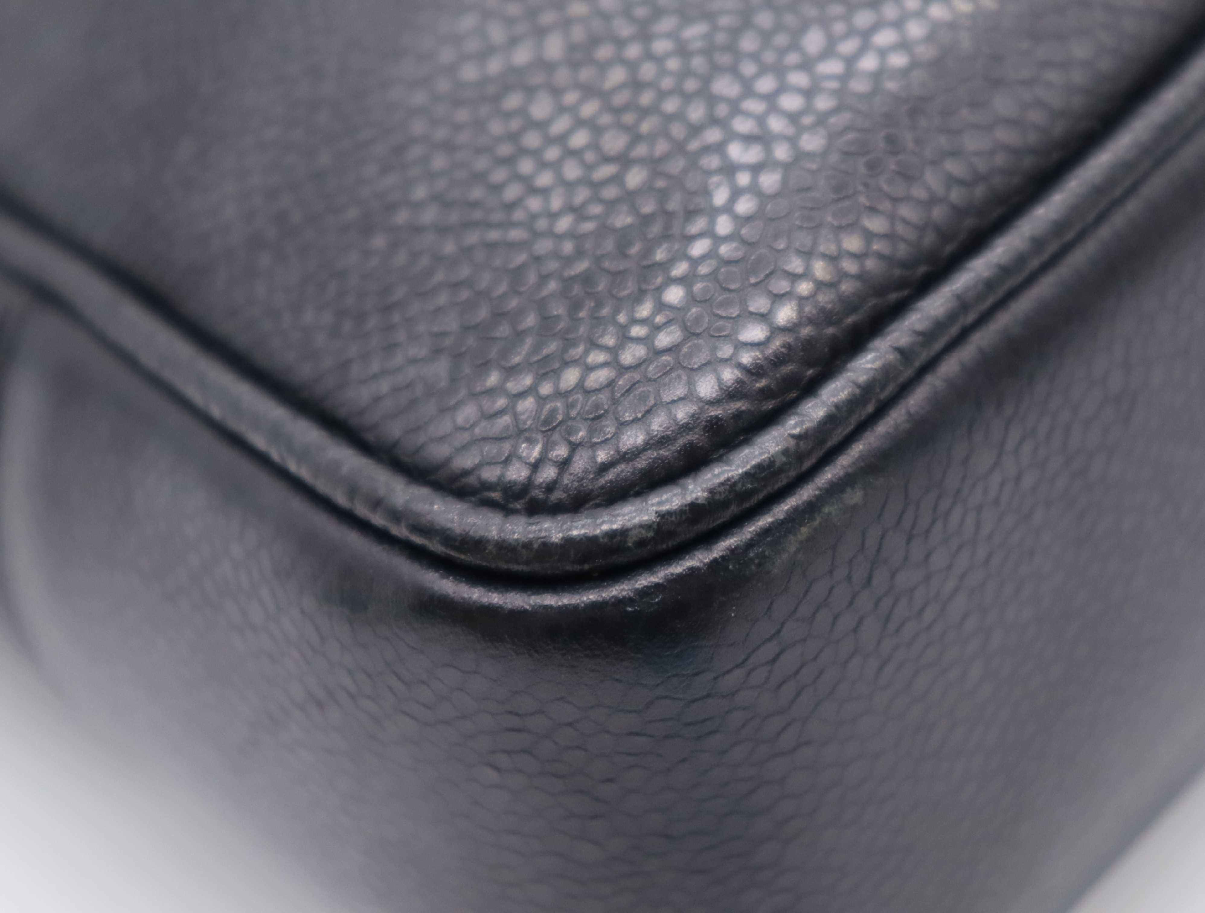 Caviar Skin Coco Mark Tote Bag, Black Tote Bag — view 6