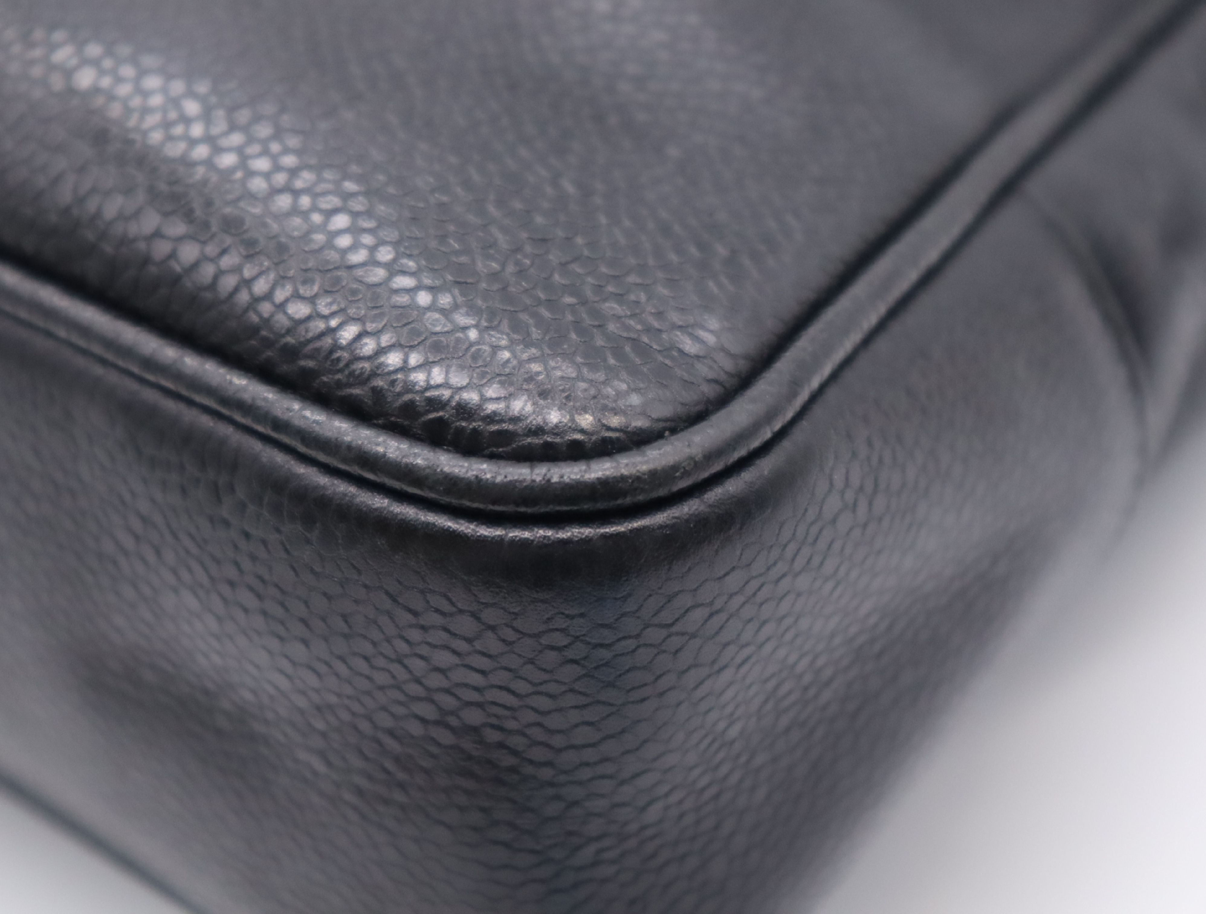 Caviar Skin Coco Mark Tote Bag, Black Tote Bag — view 7