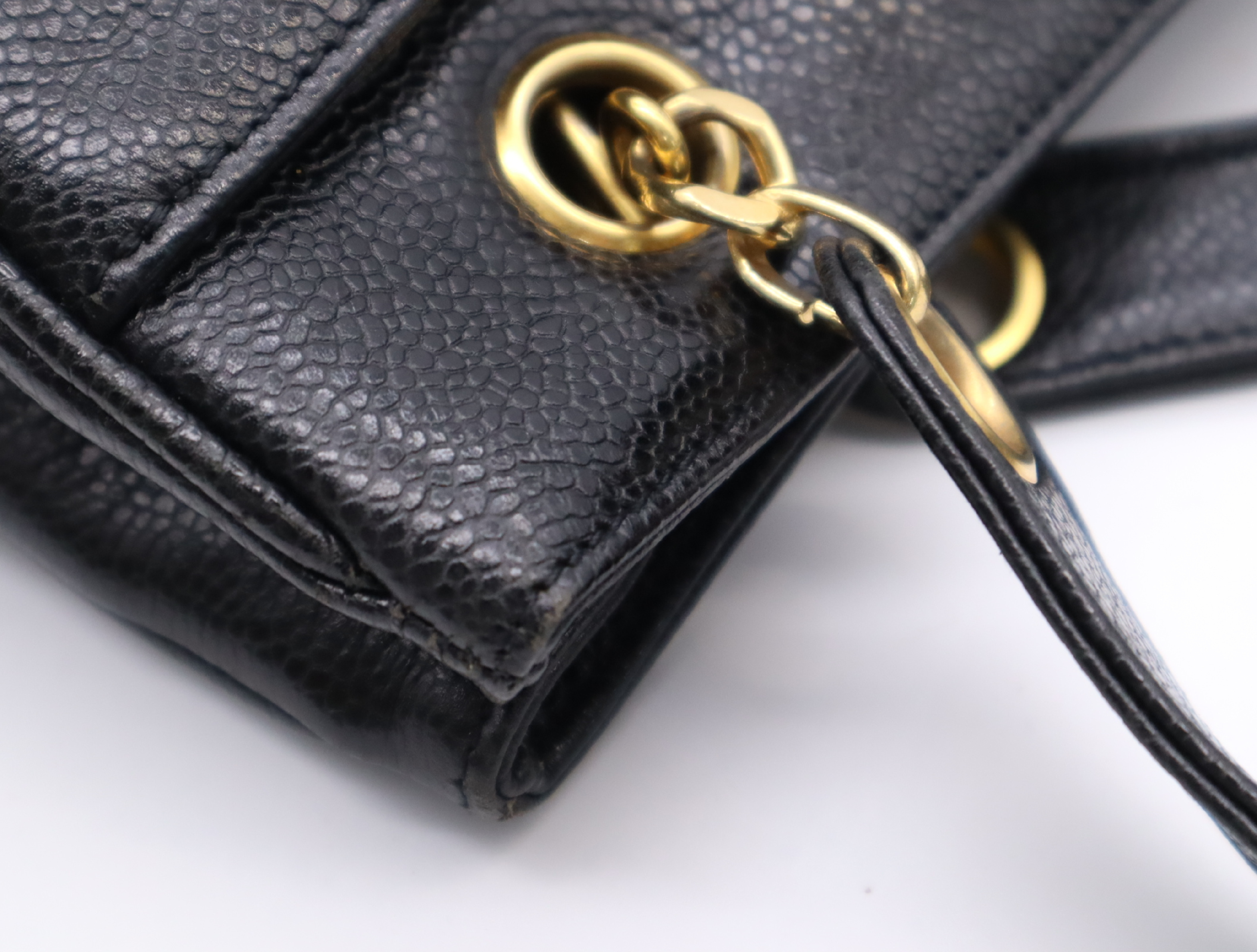 Caviar Skin Coco Mark Tote Bag, Black Tote Bag — view 8