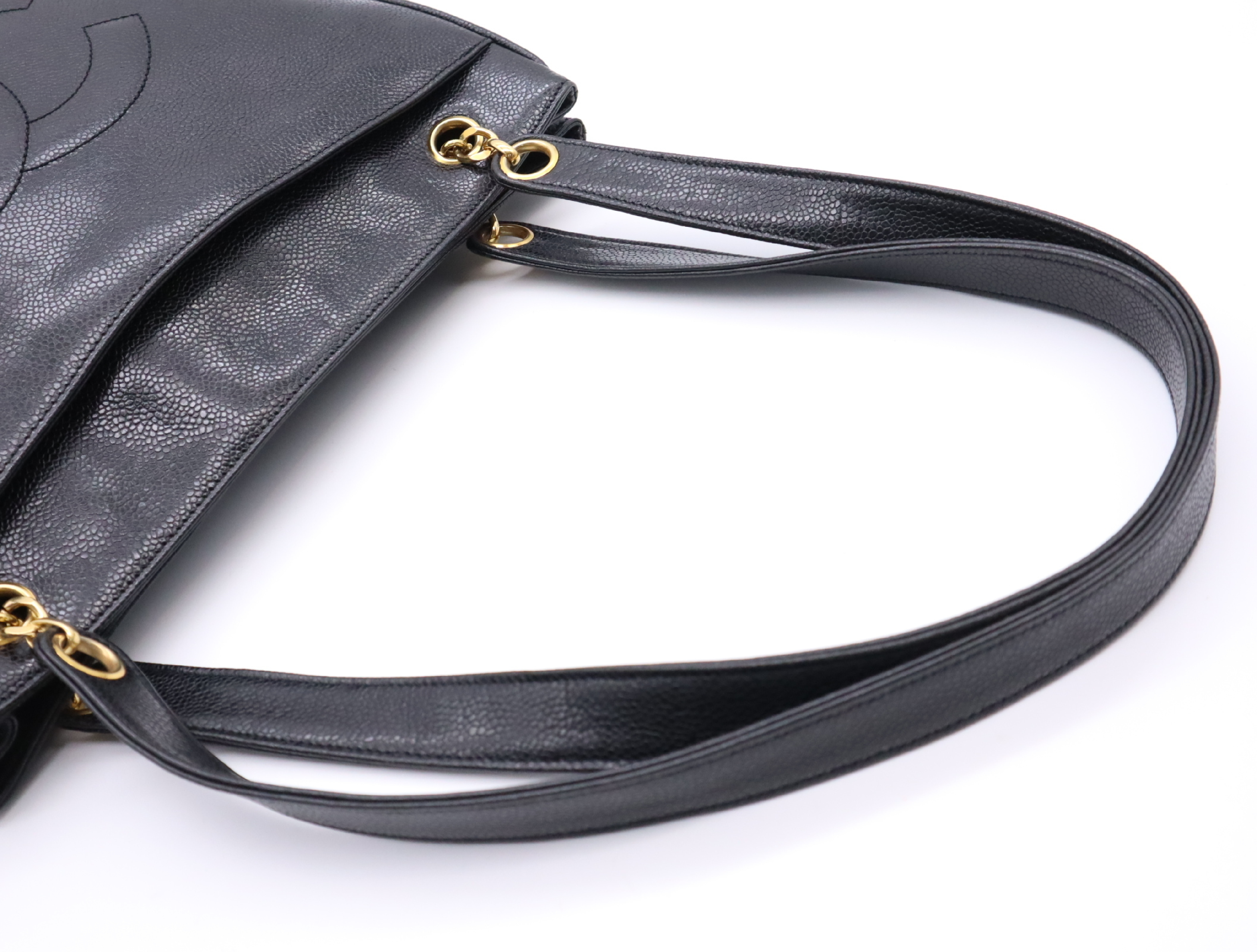 Caviar Skin Coco Mark Tote Bag, Black Tote Bag — view 10