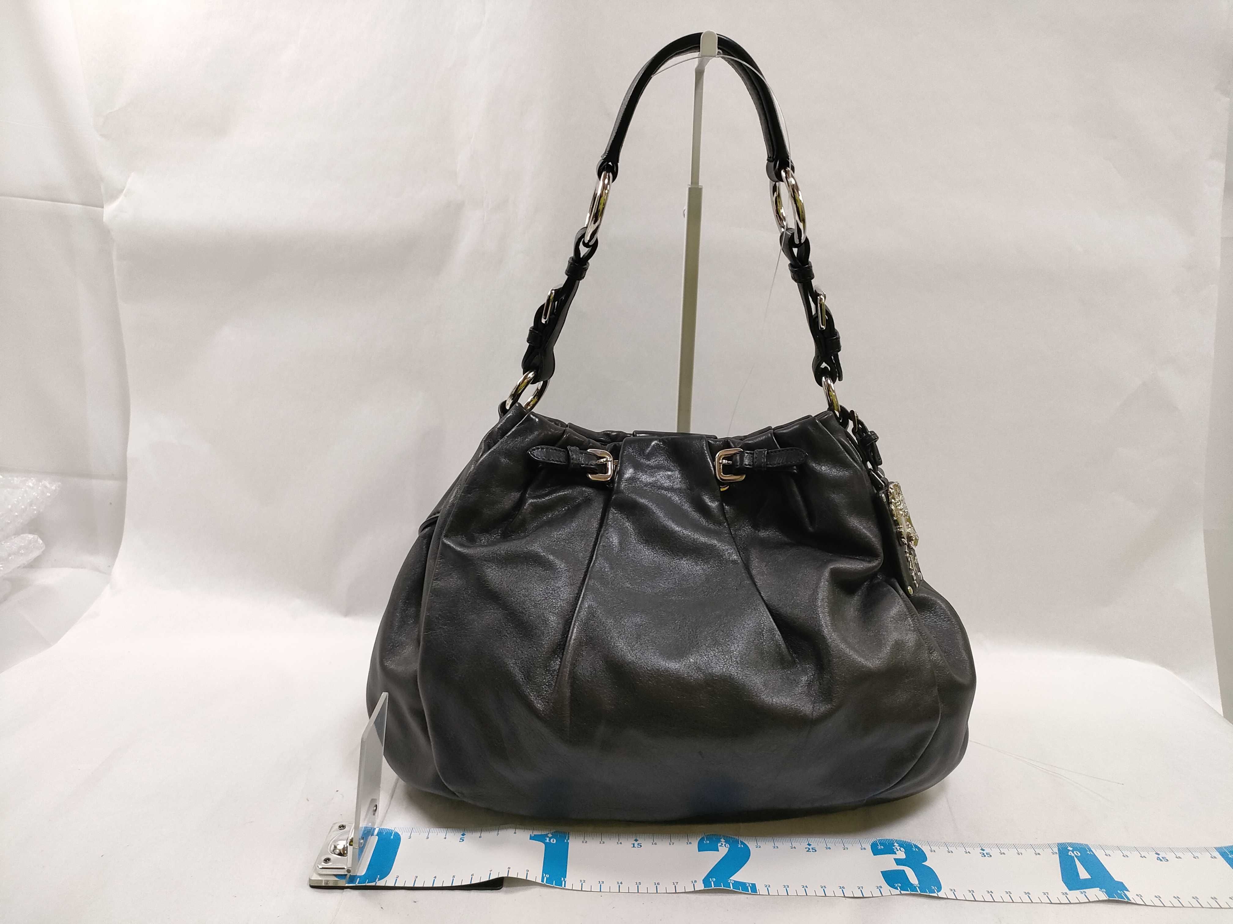 Tote Bag, One-Shoulder, Leather, Logo, Black Tote Bag — view 2