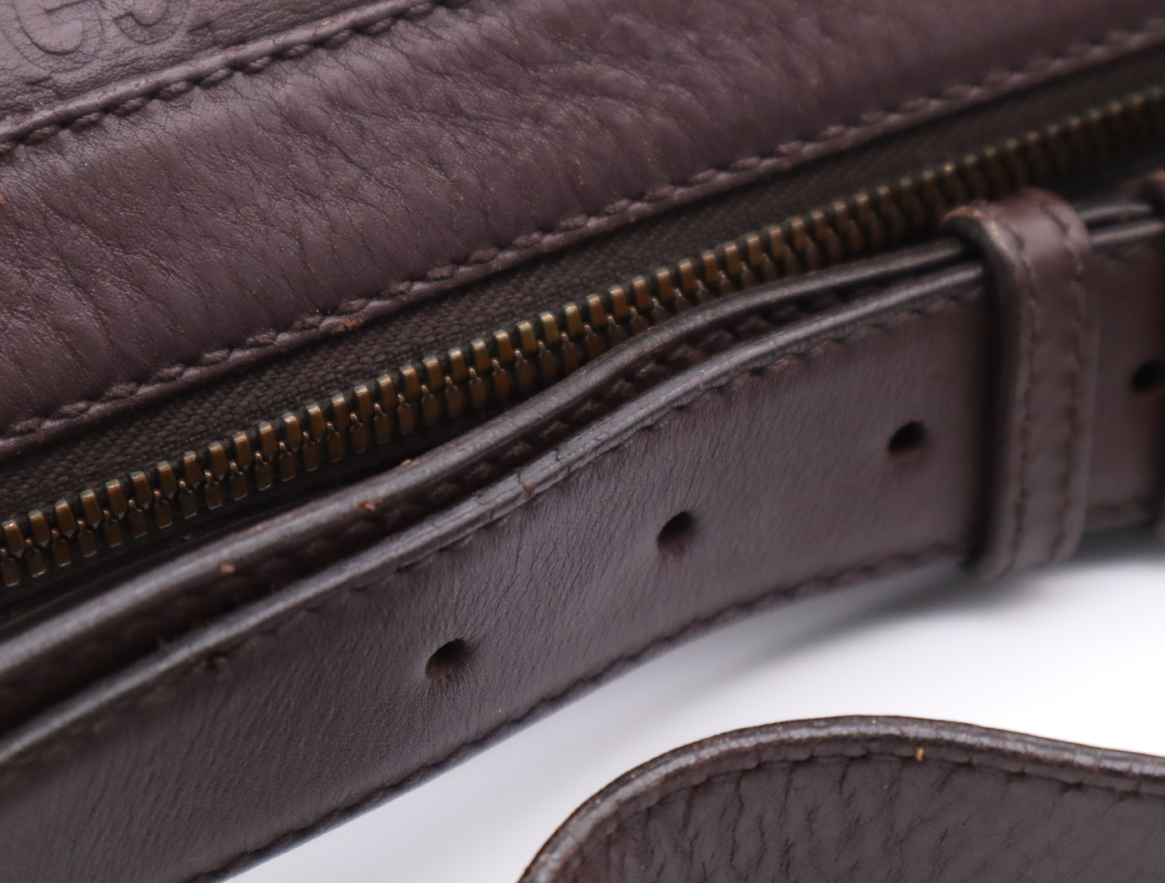 148476 Shima Leather Shoulder Bag with 2 Keys and Clochette, Dark Brown Shoulder Bag — view 11