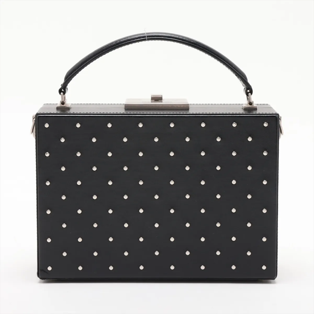 538452 Leather x Stud 2-Way Handbag, Black, with Mirror — view 2