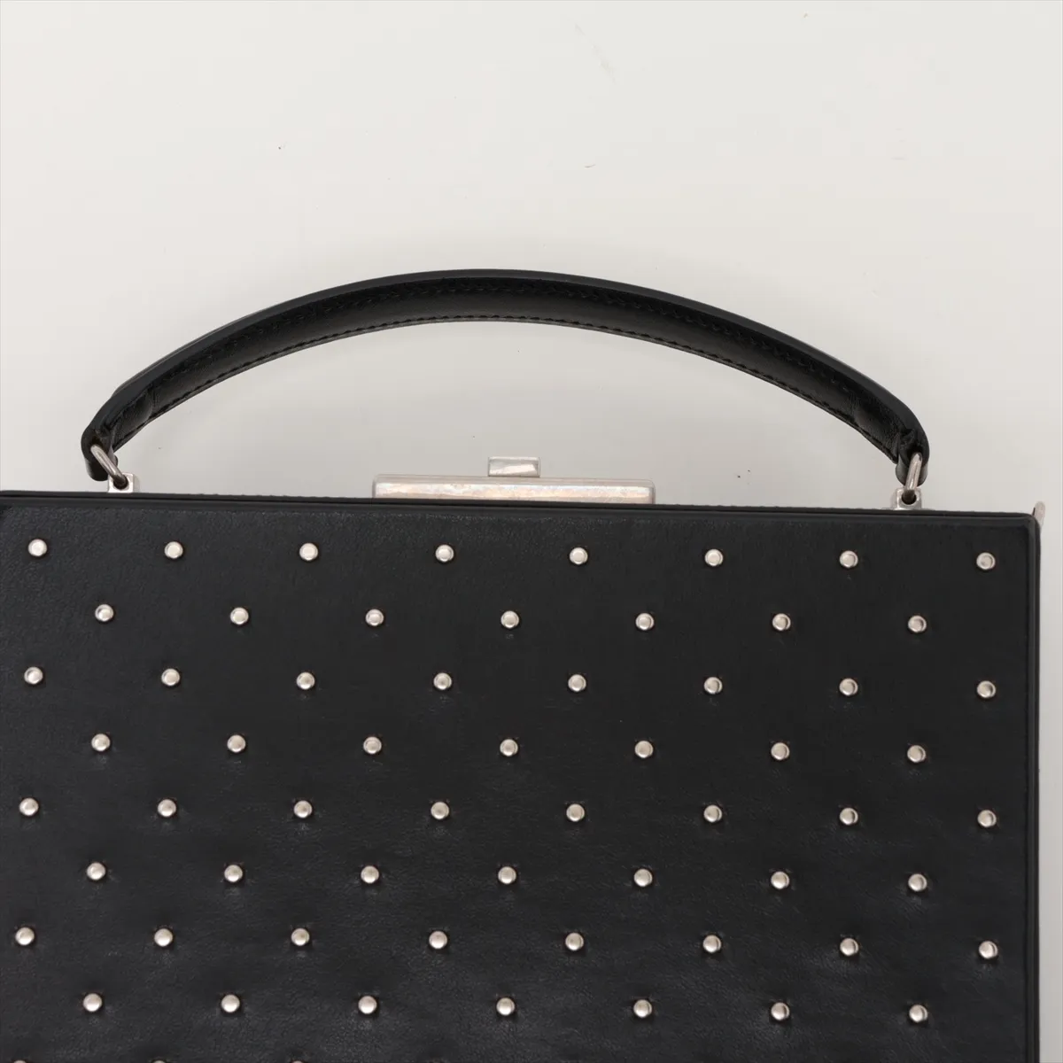 538452 Leather x Stud 2-Way Handbag, Black, with Mirror — view 6