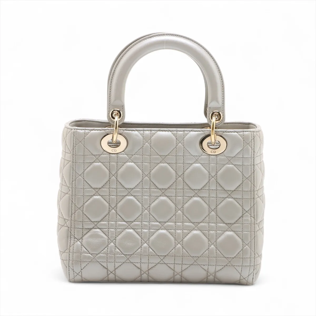 Cannage Lady Dior Leather 2WAY Handbag Gray — view 2