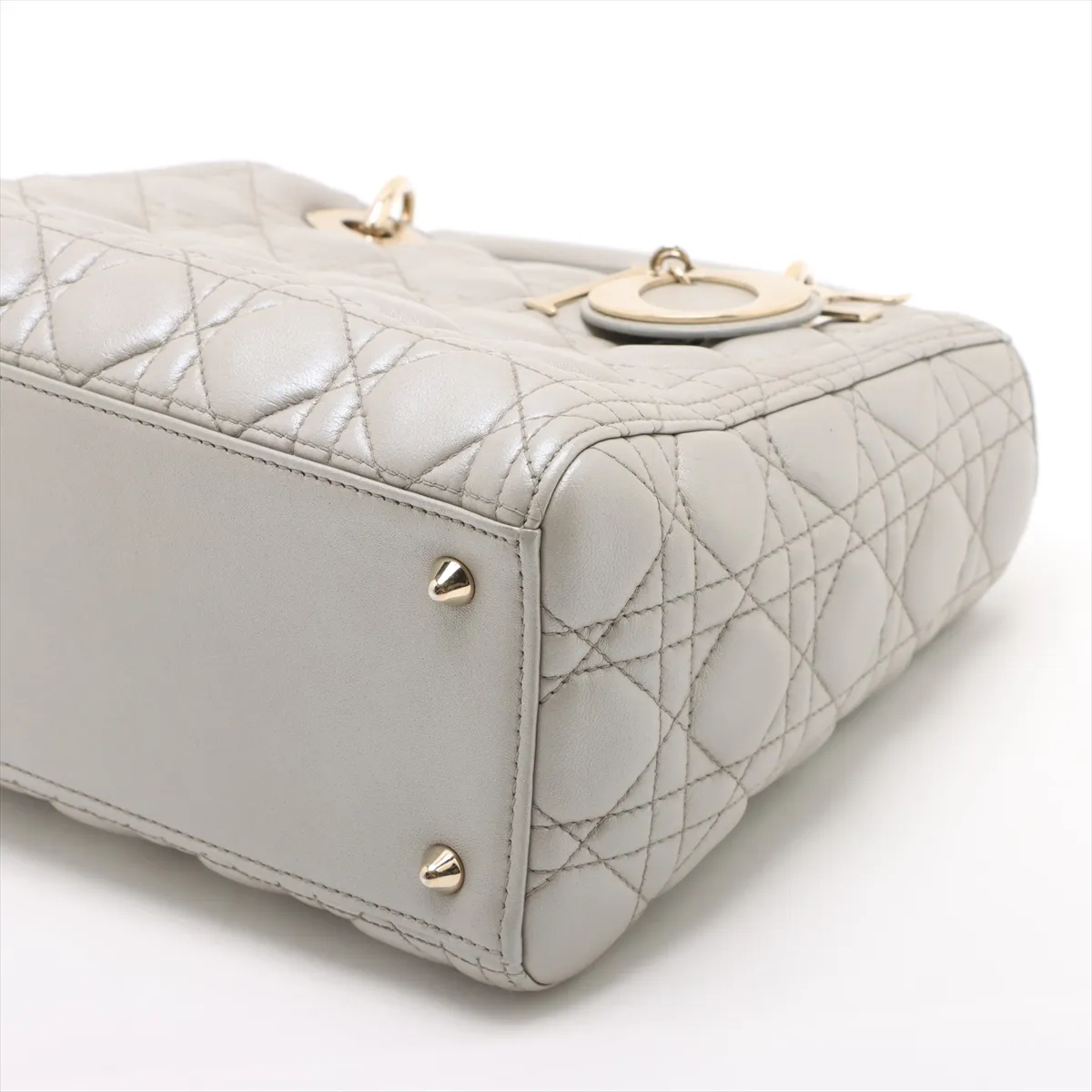 Cannage Lady Dior Leather 2WAY Handbag Gray — view 3