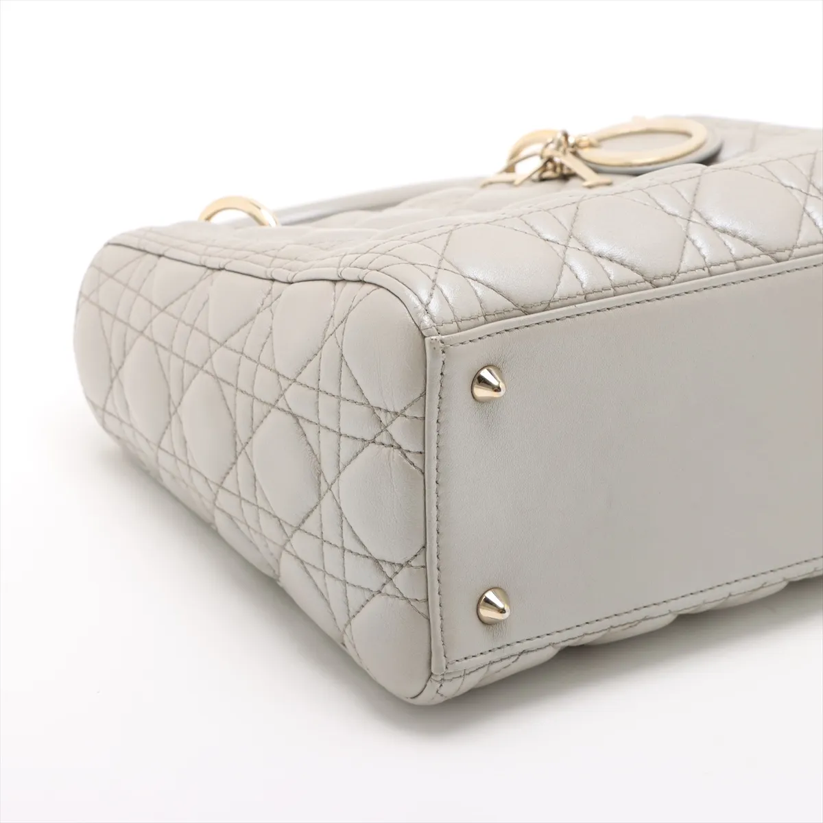 Cannage Lady Dior Leather 2WAY Handbag Gray — view 4