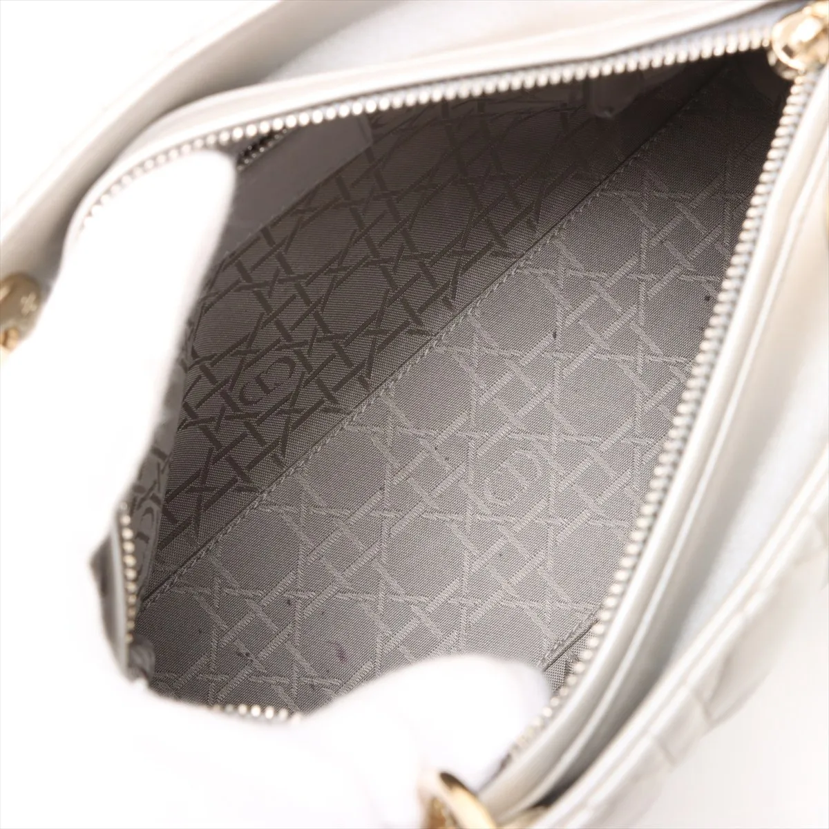 Cannage Lady Dior Leather 2WAY Handbag Gray — view 8
