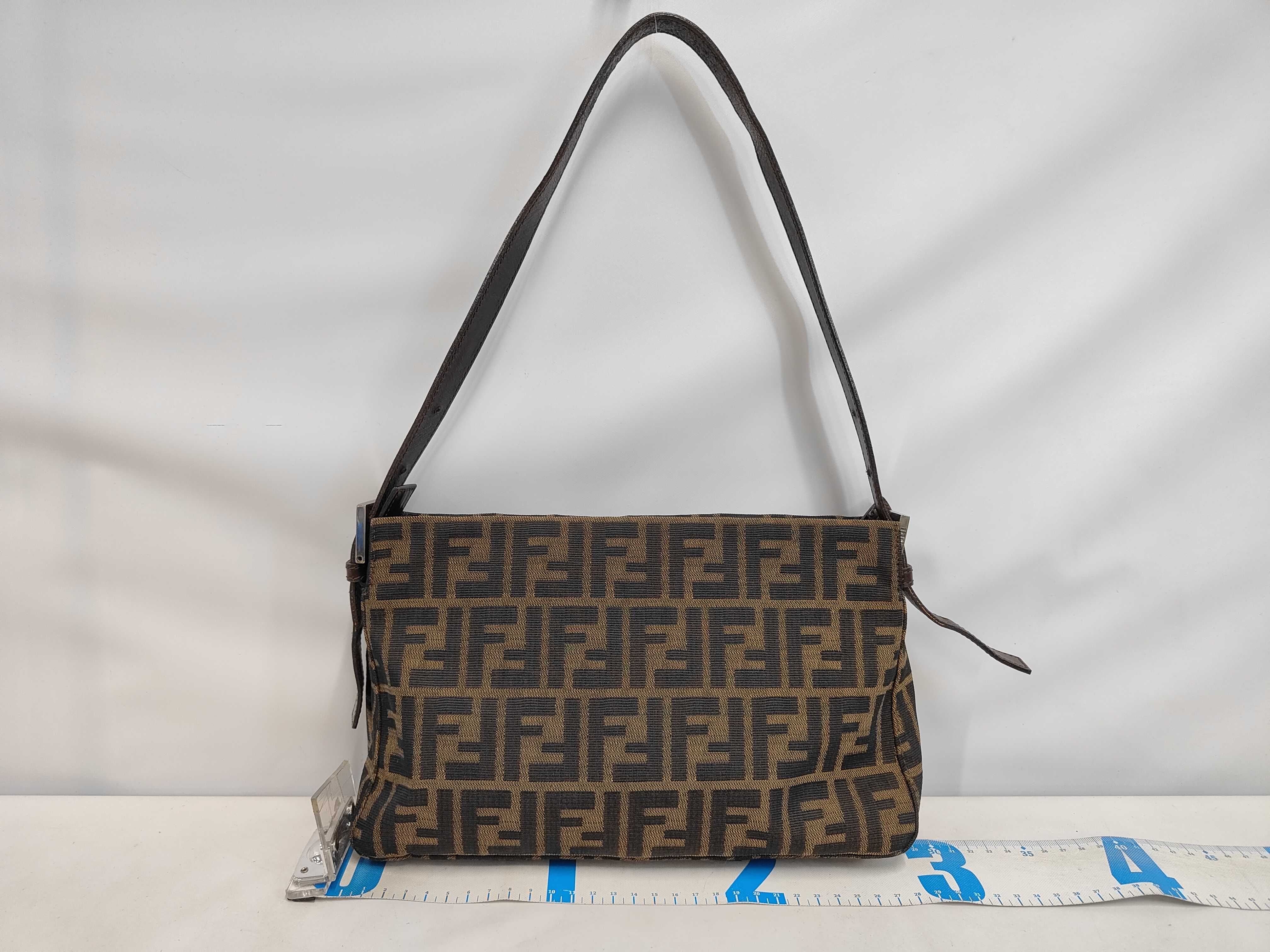 Brown Zucca Pattern Canvas Mamba Bucket Shoulder Bag — view 2