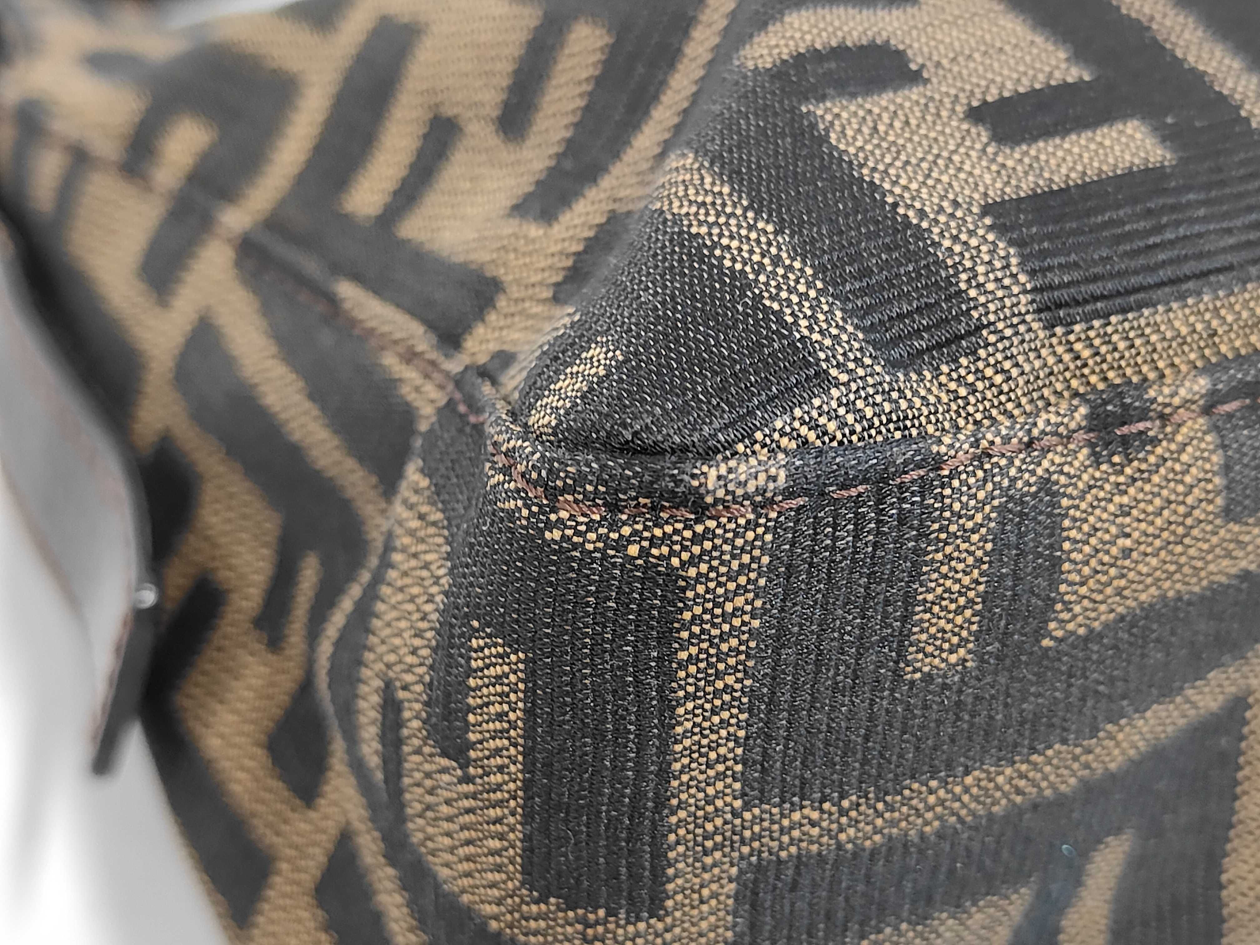 Brown Zucca Pattern Canvas Mamba Bucket Shoulder Bag — view 3