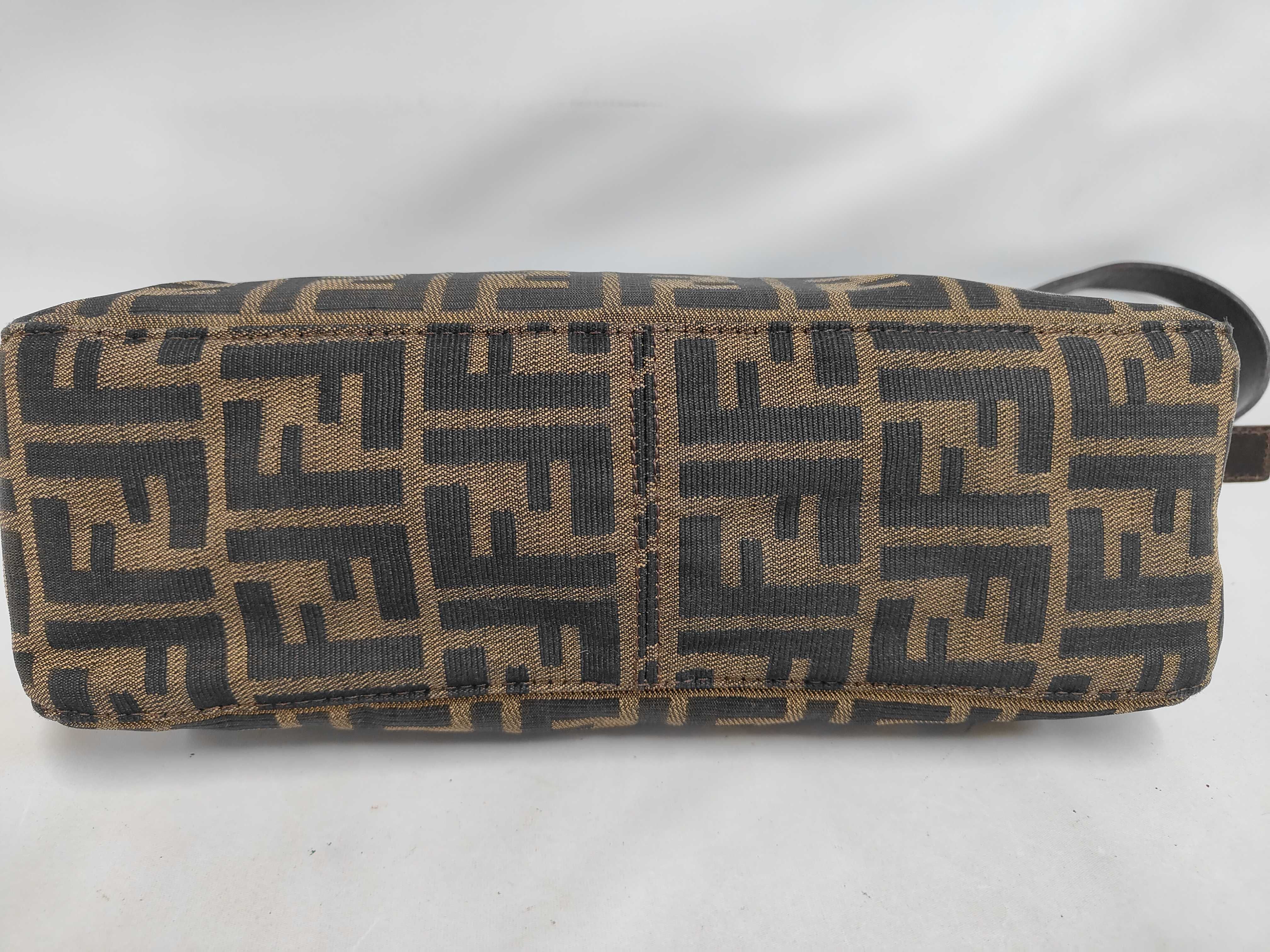 Brown Zucca Pattern Canvas Mamba Bucket Shoulder Bag — view 4