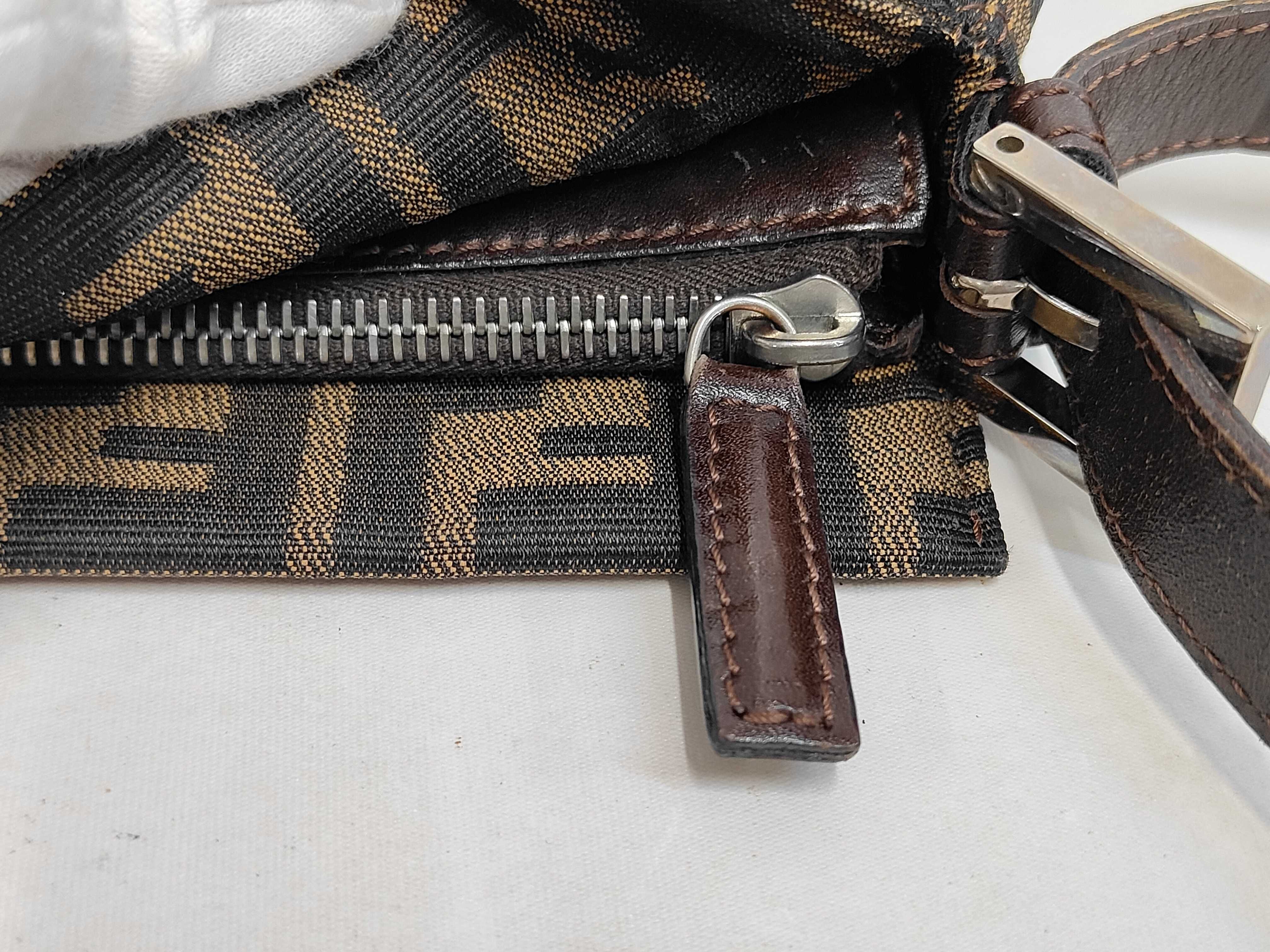Brown Zucca Pattern Canvas Mamba Bucket Shoulder Bag — view 7