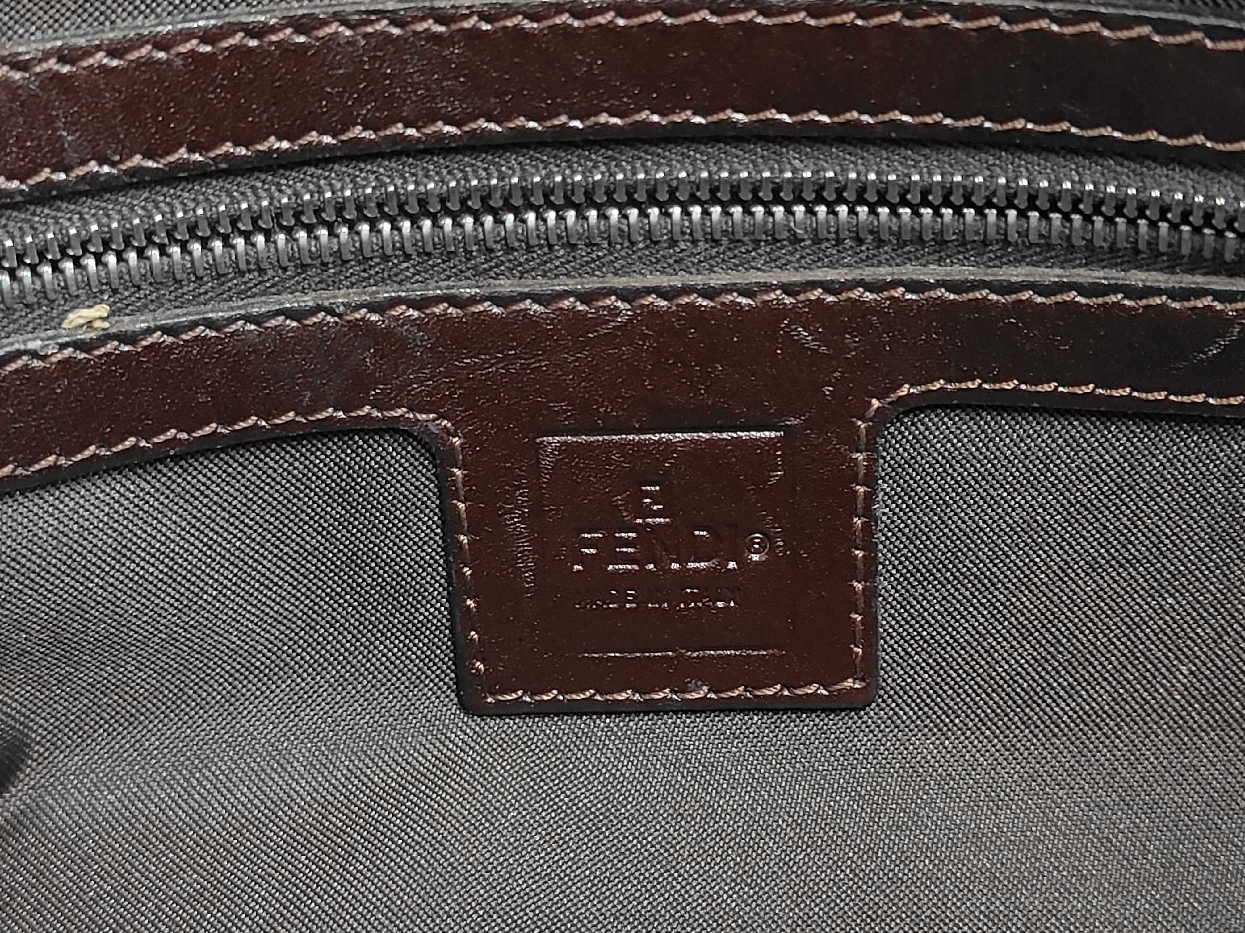 Brown Zucca Pattern Canvas Mamba Bucket Shoulder Bag — view 8