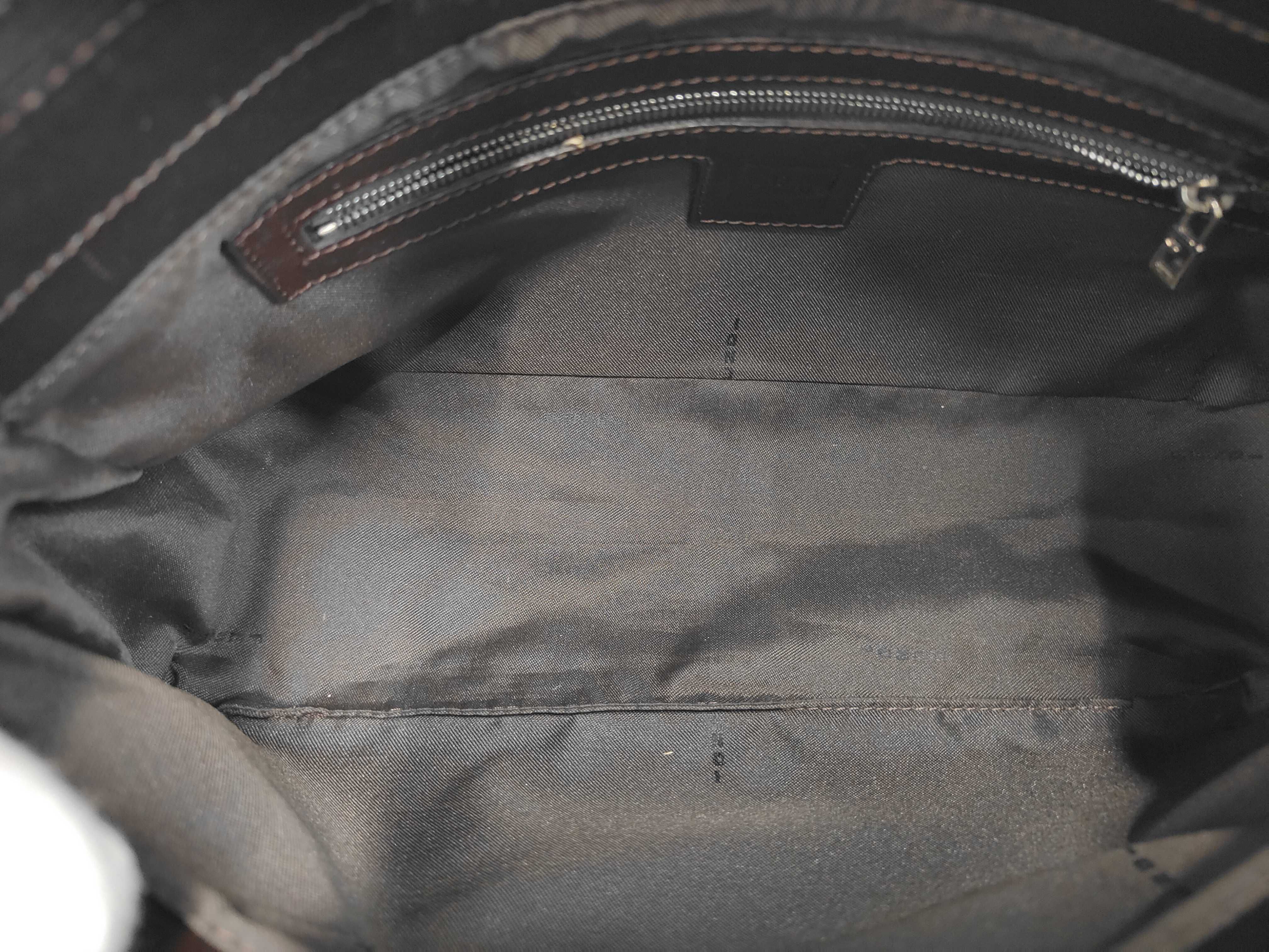 Brown Zucca Pattern Canvas Mamba Bucket Shoulder Bag — view 9