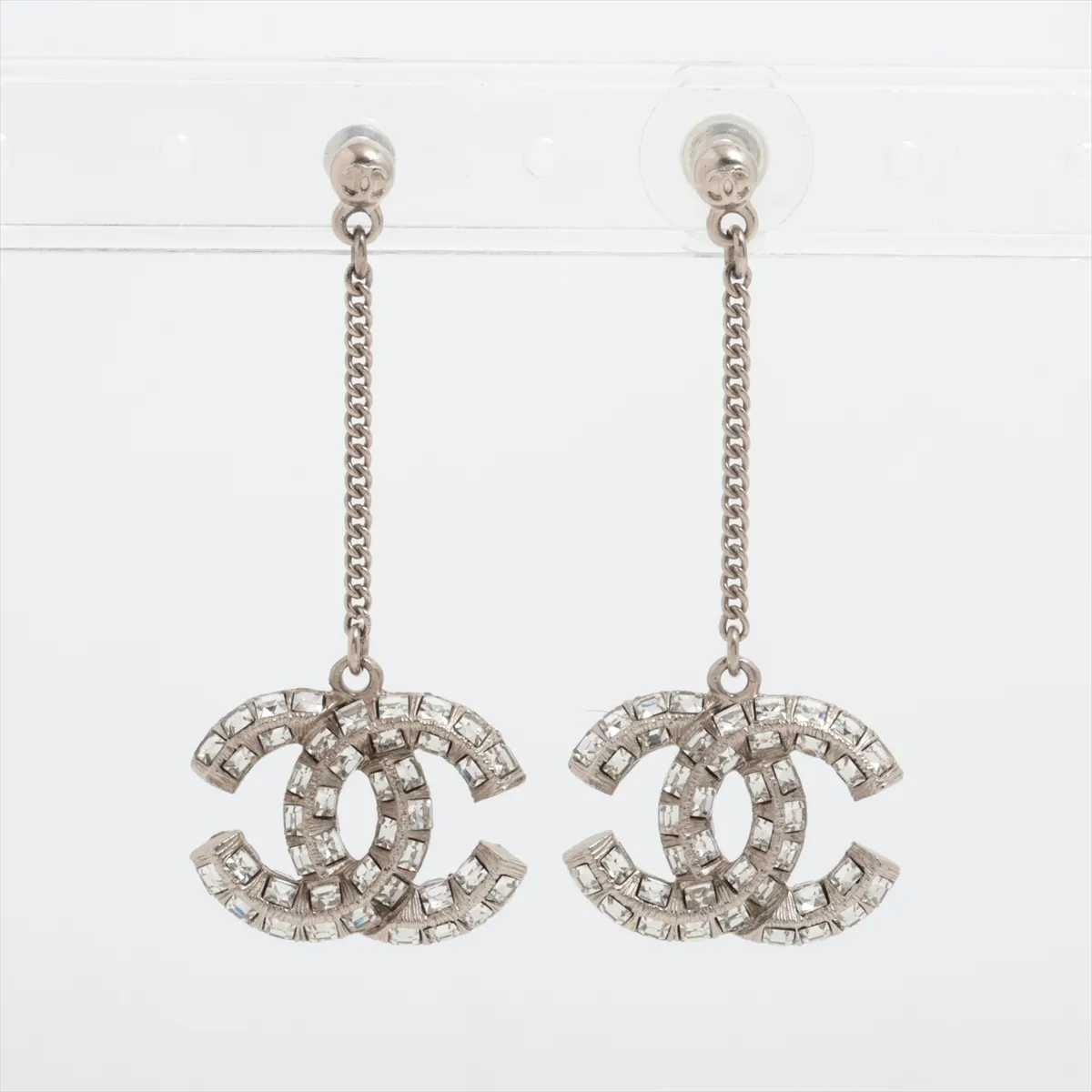 Coco Mark Earrings (Pair) Metal x Rhinestone Silver