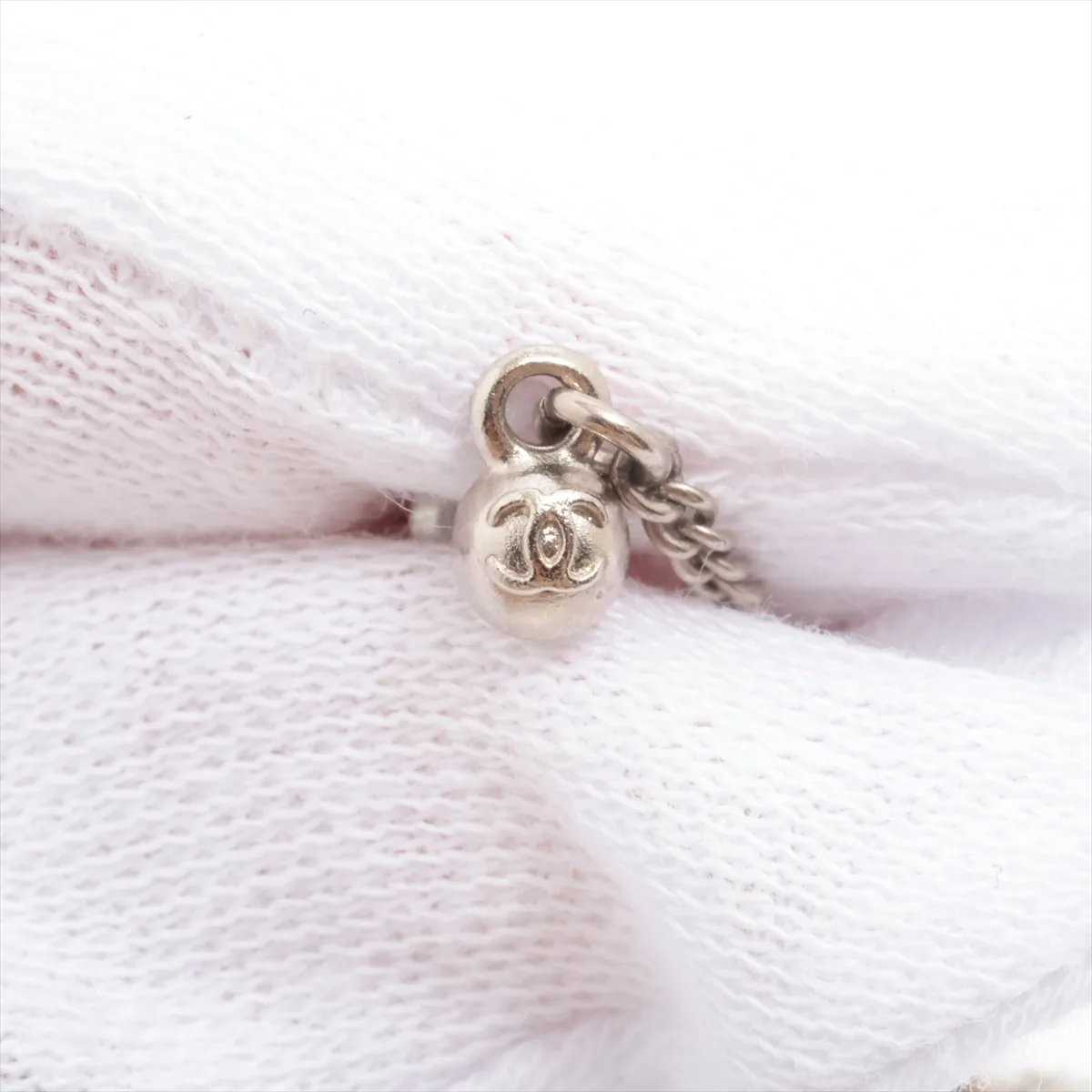 Coco Mark Earrings (Pair) Metal x Rhinestone Silver — view 5