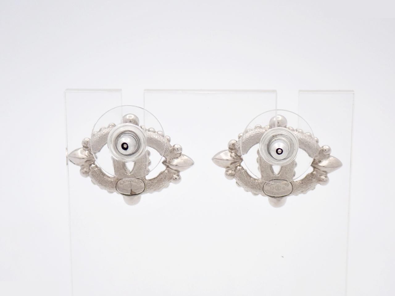 Silver rhinestone earrings — view 2