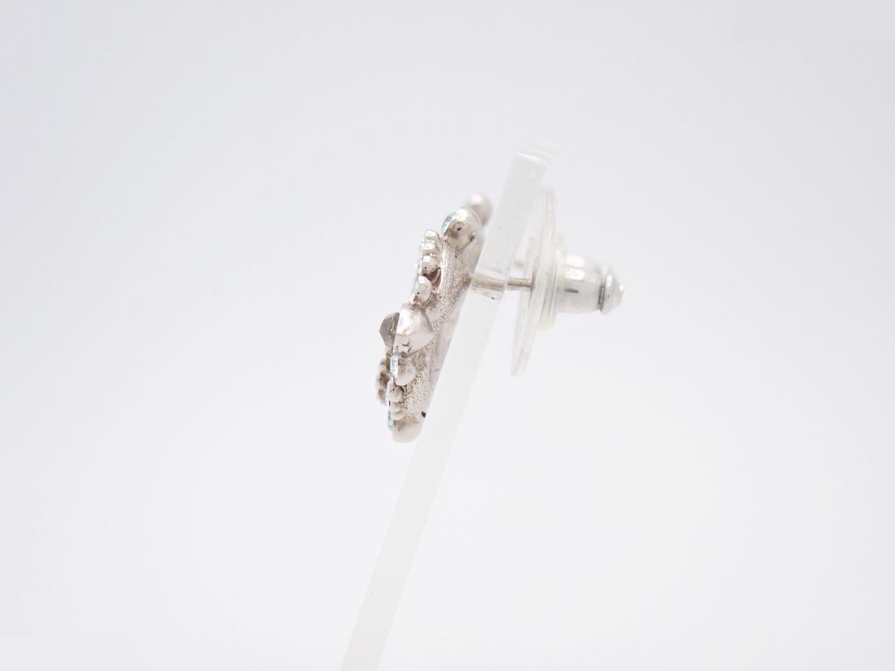Silver rhinestone earrings — view 3