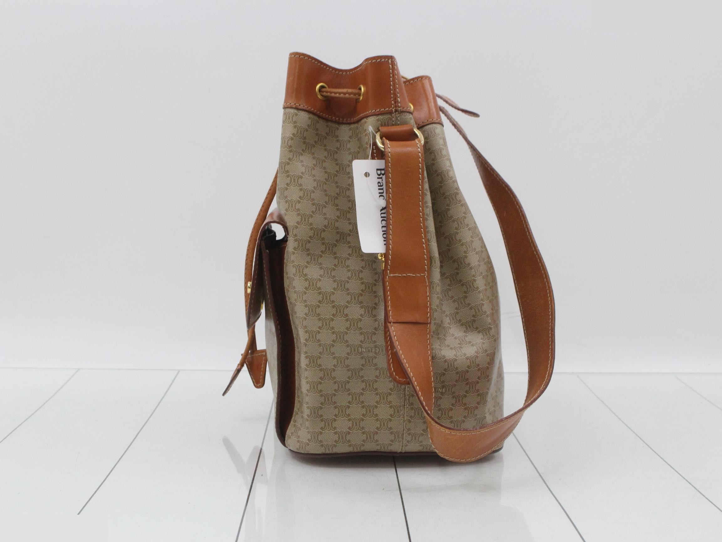 Macadam shoulder bag, brown leather, drawstring type. — view 3