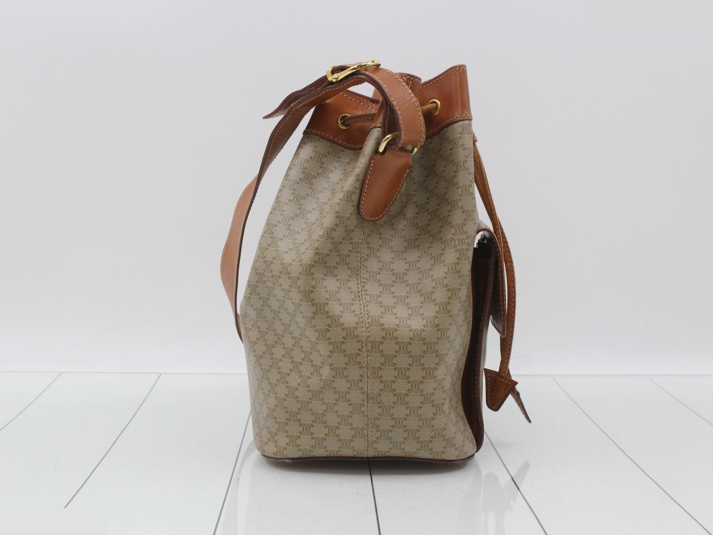 Macadam shoulder bag, brown leather, drawstring type. — view 4