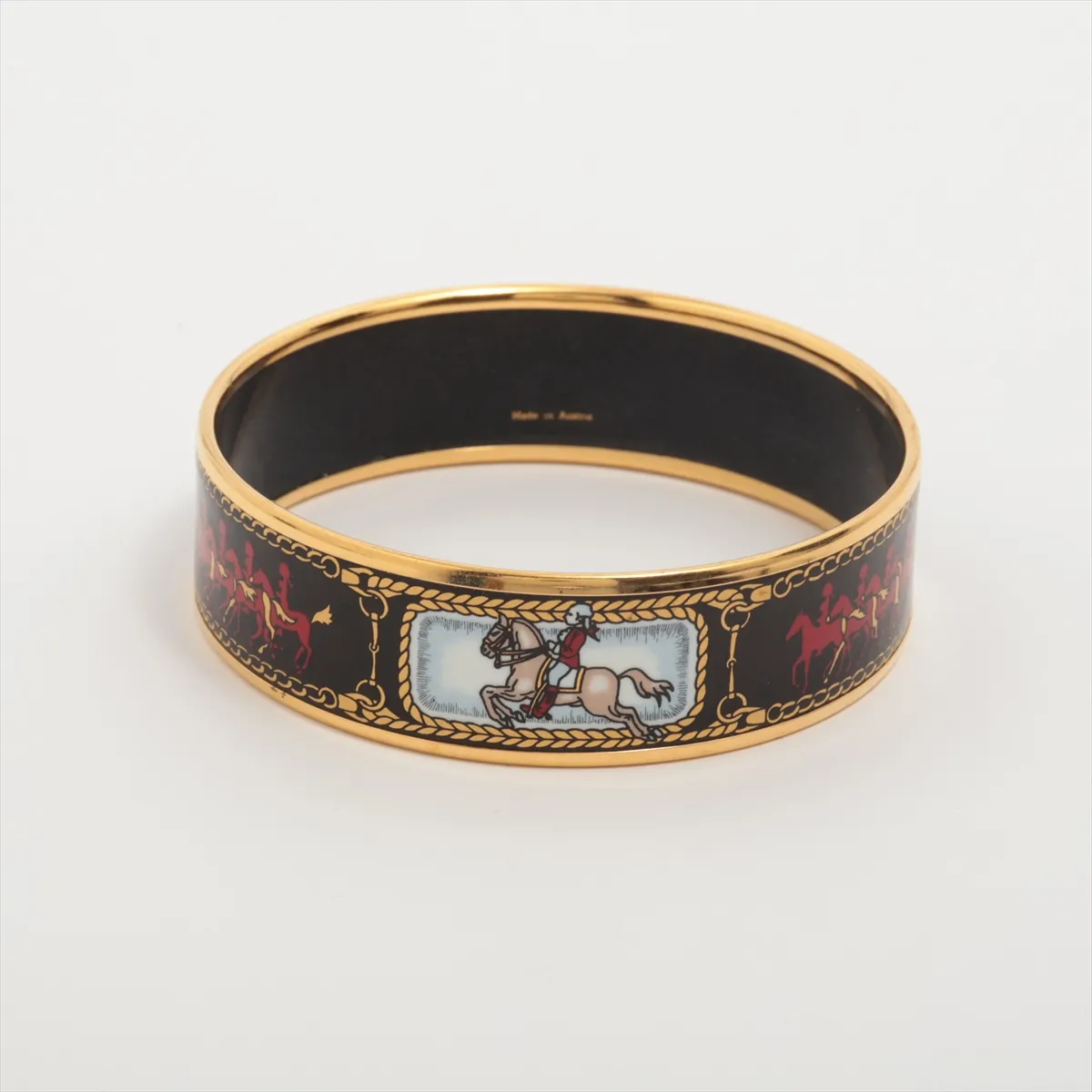 Email Bangle, GP x Enamel, Black x Red. Shows signs of wear, — view 2