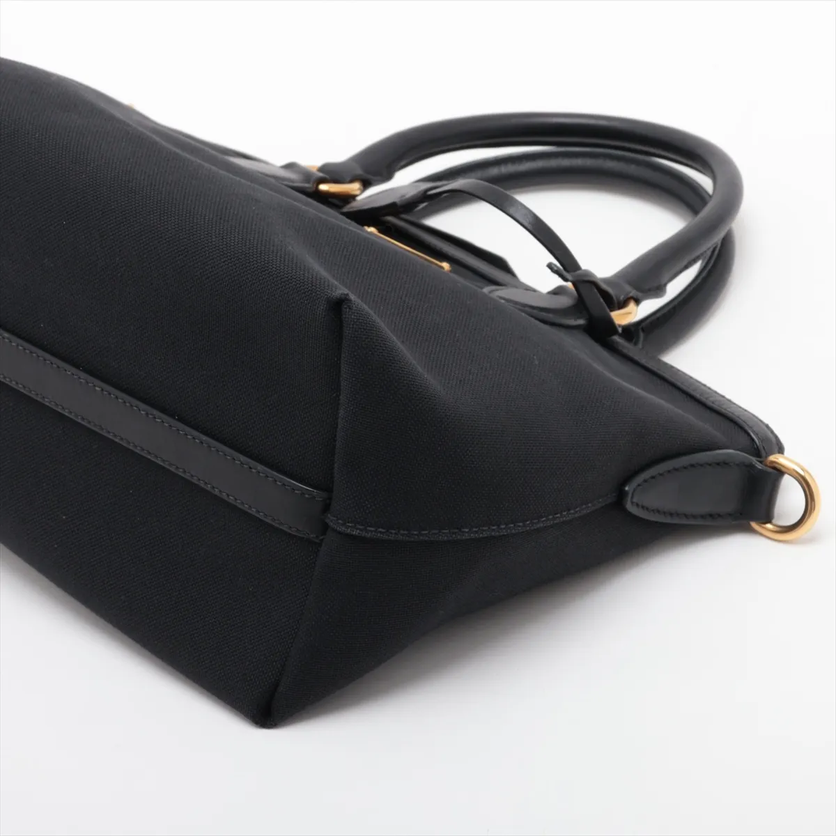 1BA111 Canvas x Leather 2-Way Handbag, Black, Unsigned Guarantee Card — view 3