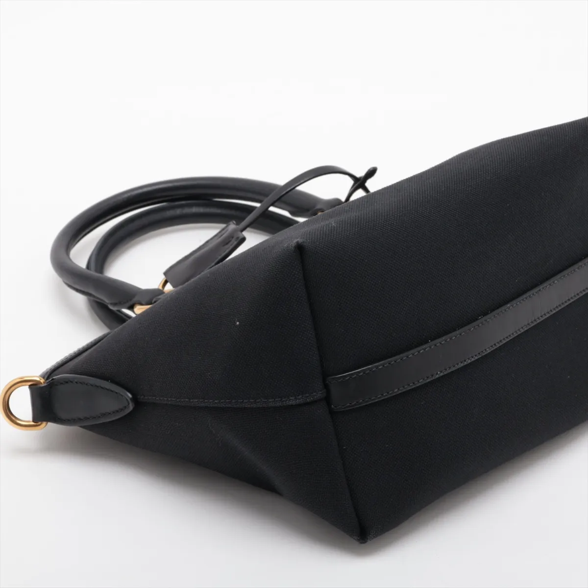 1BA111 Canvas x Leather 2-Way Handbag, Black, Unsigned Guarantee Card — view 4