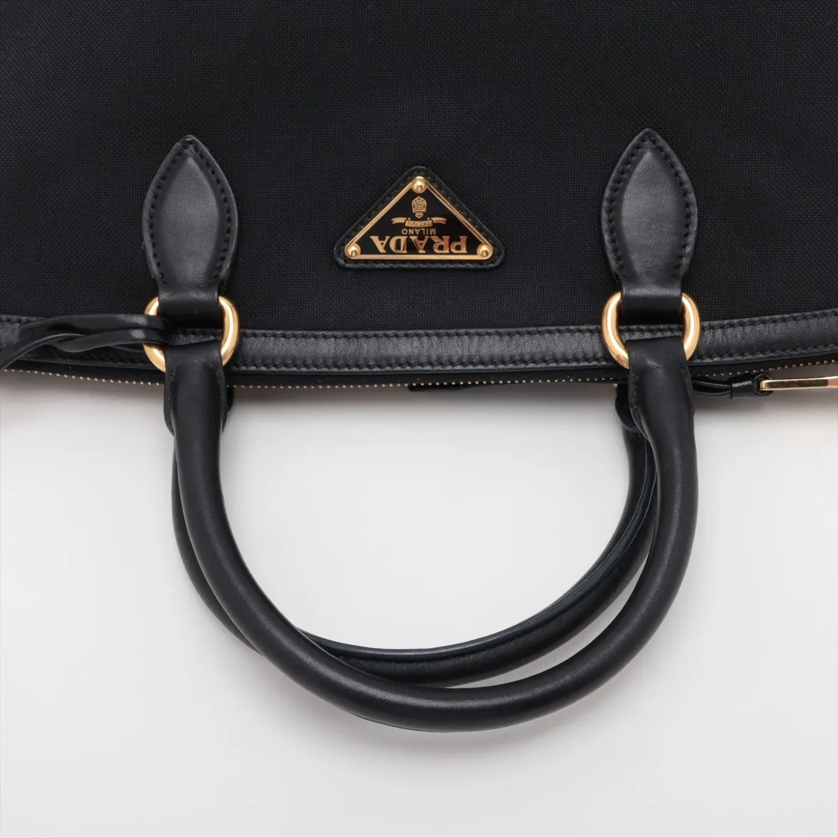 1BA111 Canvas x Leather 2-Way Handbag, Black, Unsigned Guarantee Card — view 5