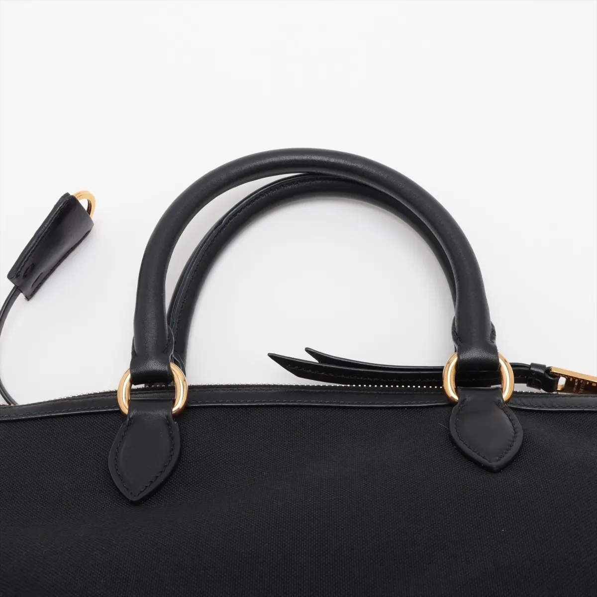 1BA111 Canvas x Leather 2-Way Handbag, Black, Unsigned Guarantee Card — view 6