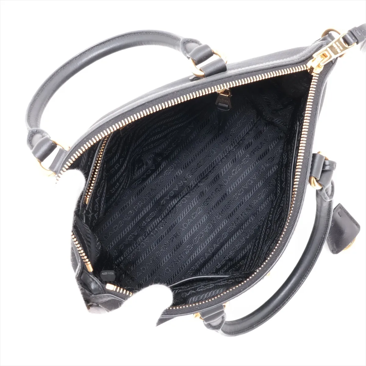 1BA111 Canvas x Leather 2-Way Handbag, Black, Unsigned Guarantee Card — view 8