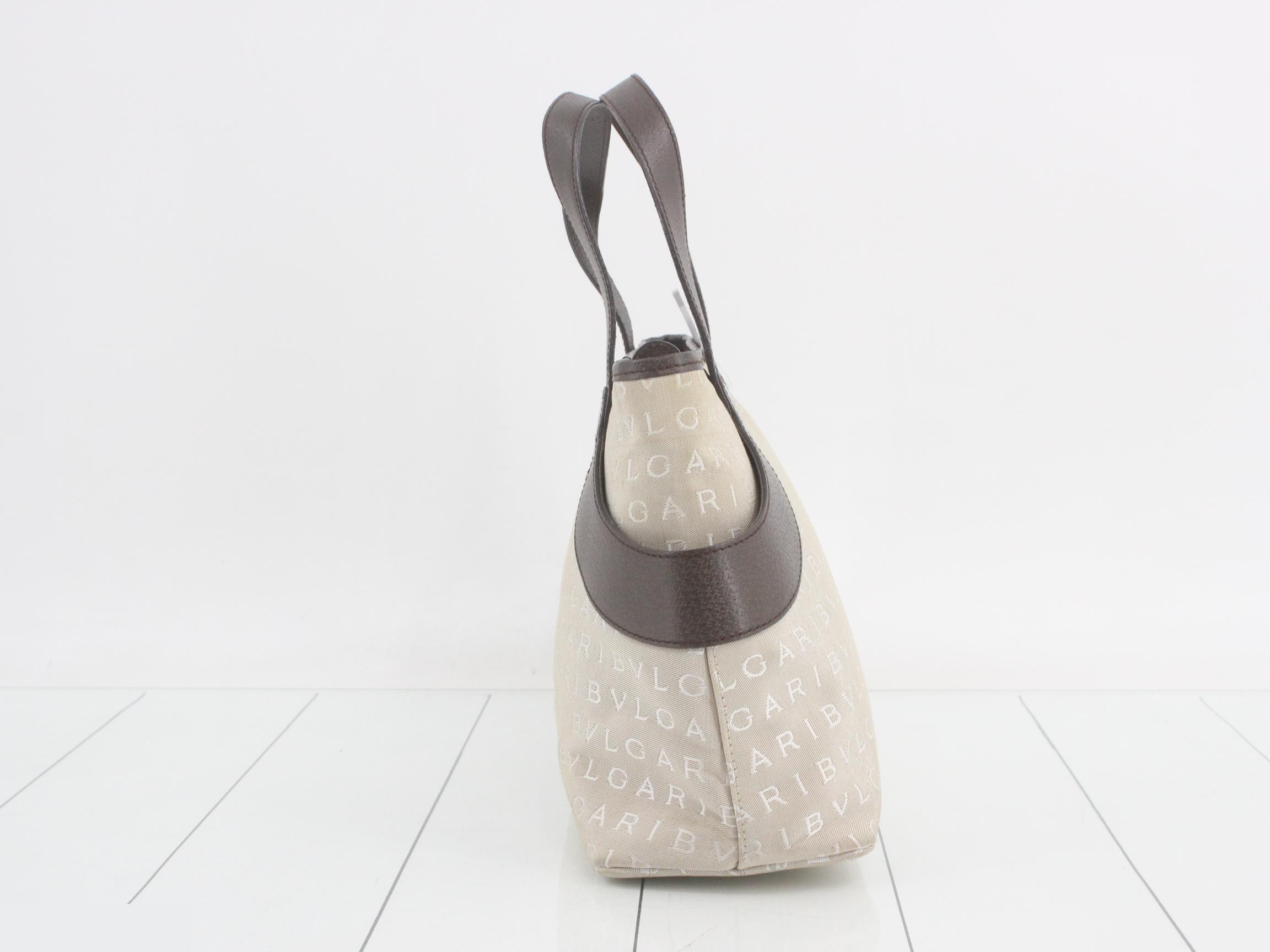Handbag, beige canvas and leather — view 3